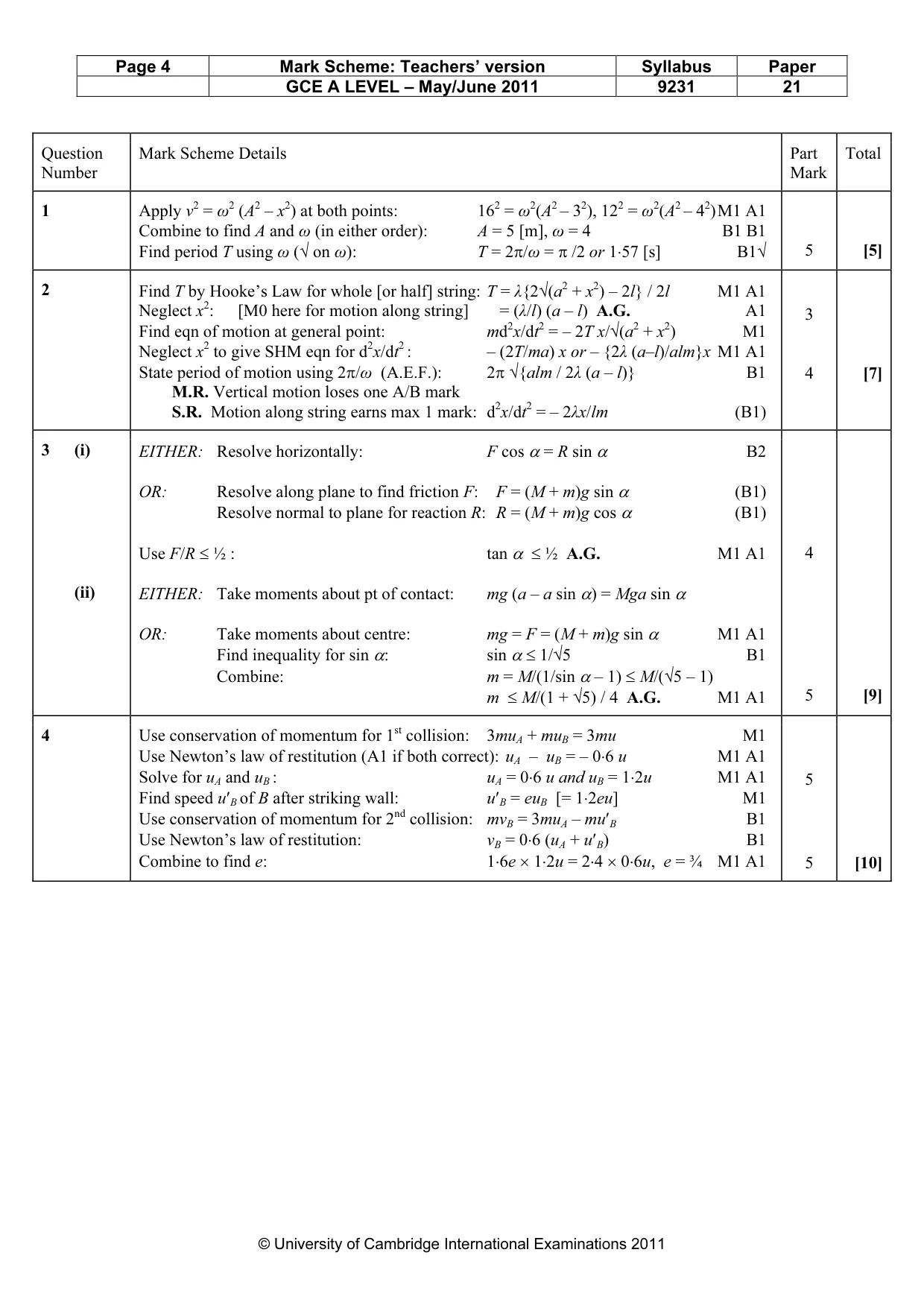 Mark scheme, page 4 of 7