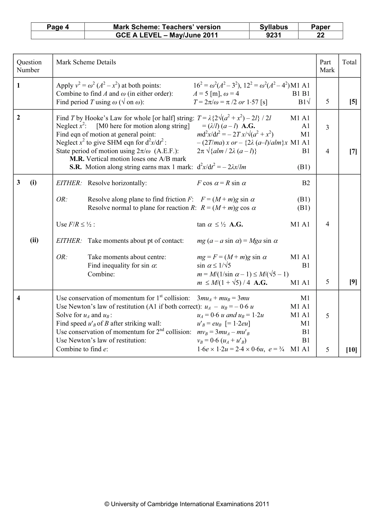 Mark scheme, page 4 of 7