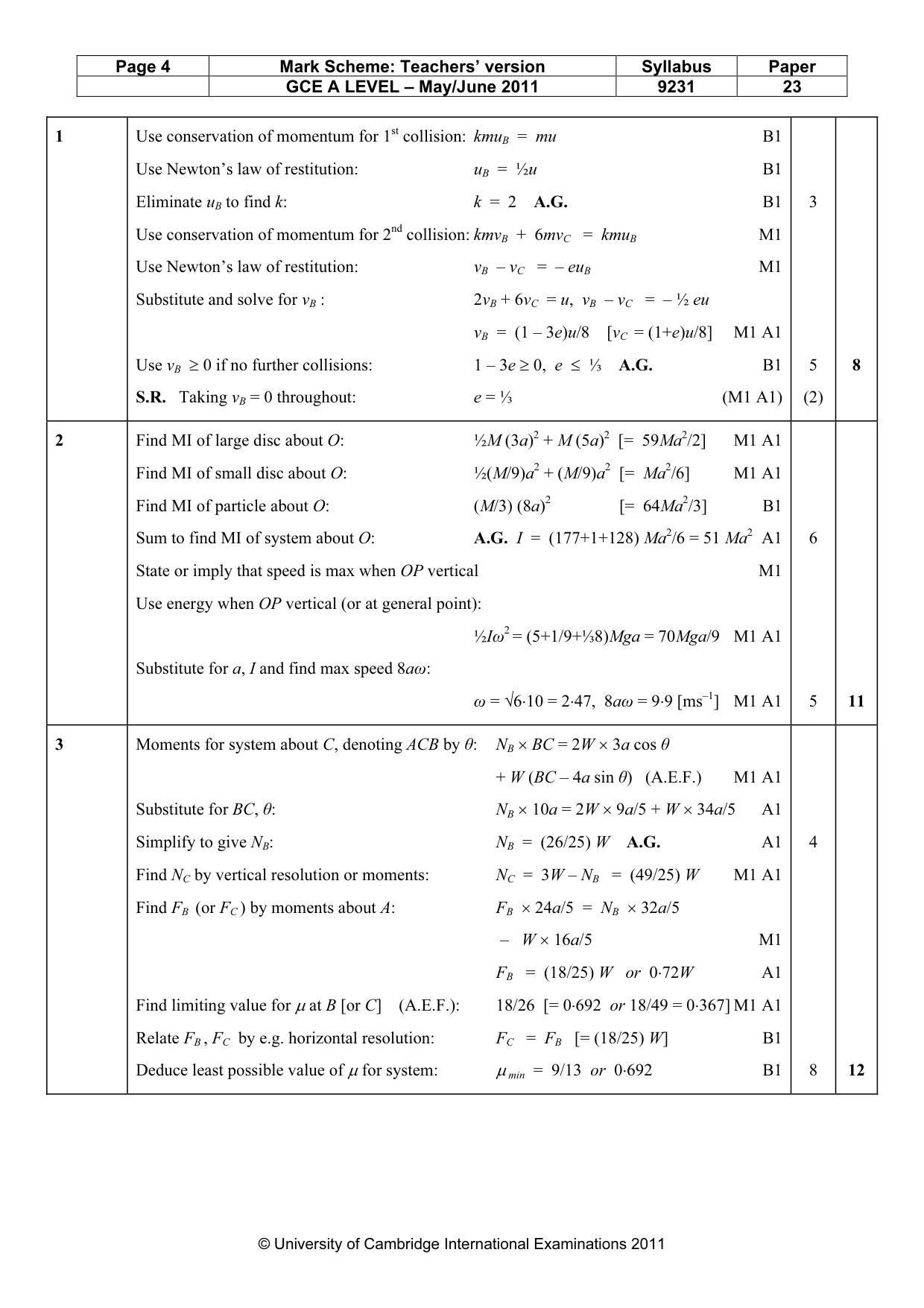 Mark scheme, page 4 of 8
