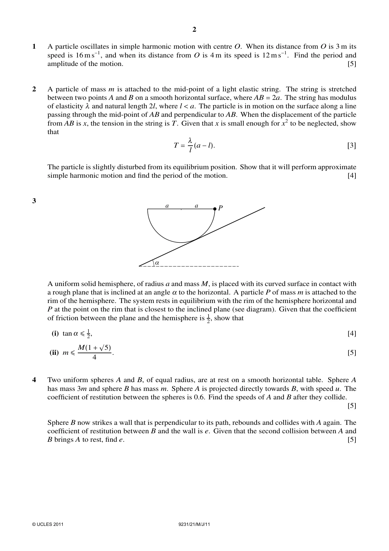 Cambridge A Level Mathematics - Further 9231 2011 May/June Paper 2 · Variant 1 question paper, page 2 of 8