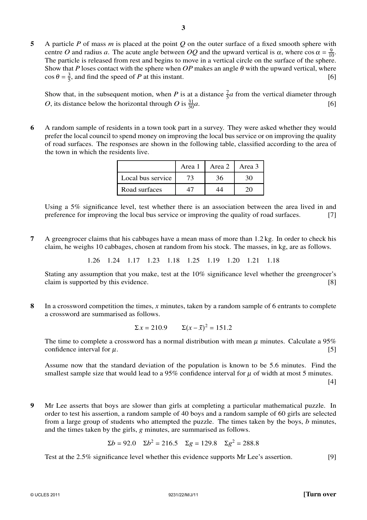Cambridge A Level Mathematics - Further 9231 2011 May/June Paper 2 · Variant 2 question paper, page 3 of 8