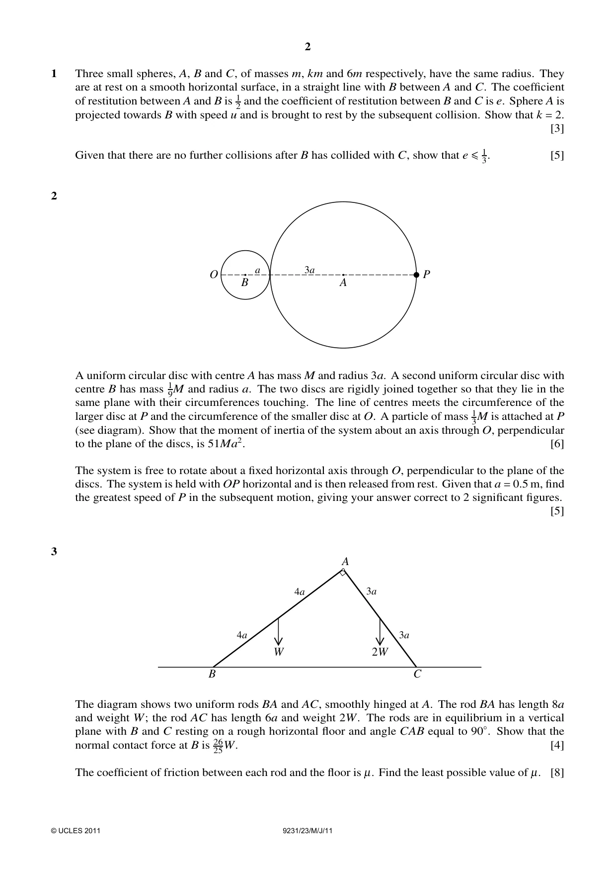 Cambridge A Level Mathematics - Further 9231 2011 May/June Paper 2 · Variant 3 question paper, page 2 of 8