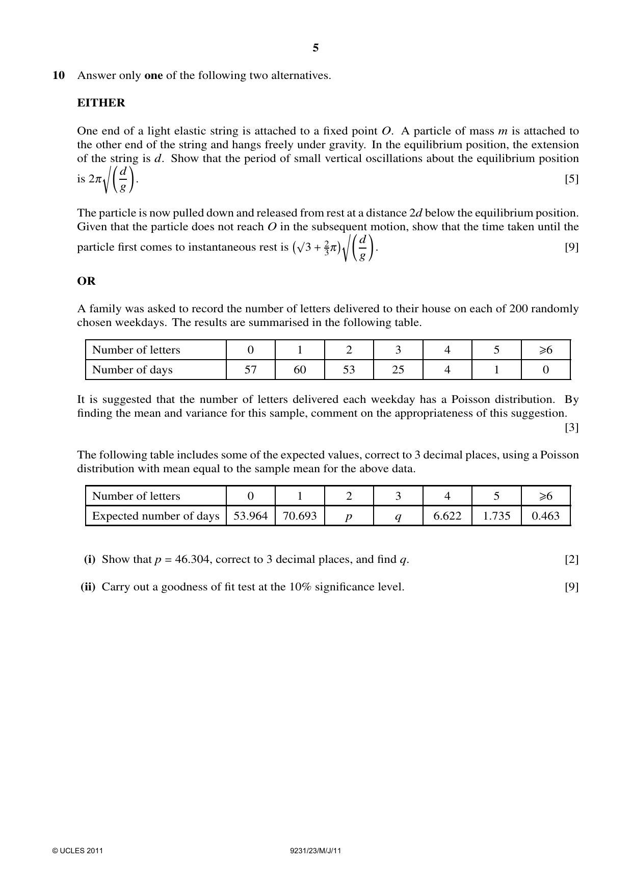 Cambridge A Level Mathematics - Further 9231 2011 May/June Paper 2 · Variant 3 question paper, page 5 of 8