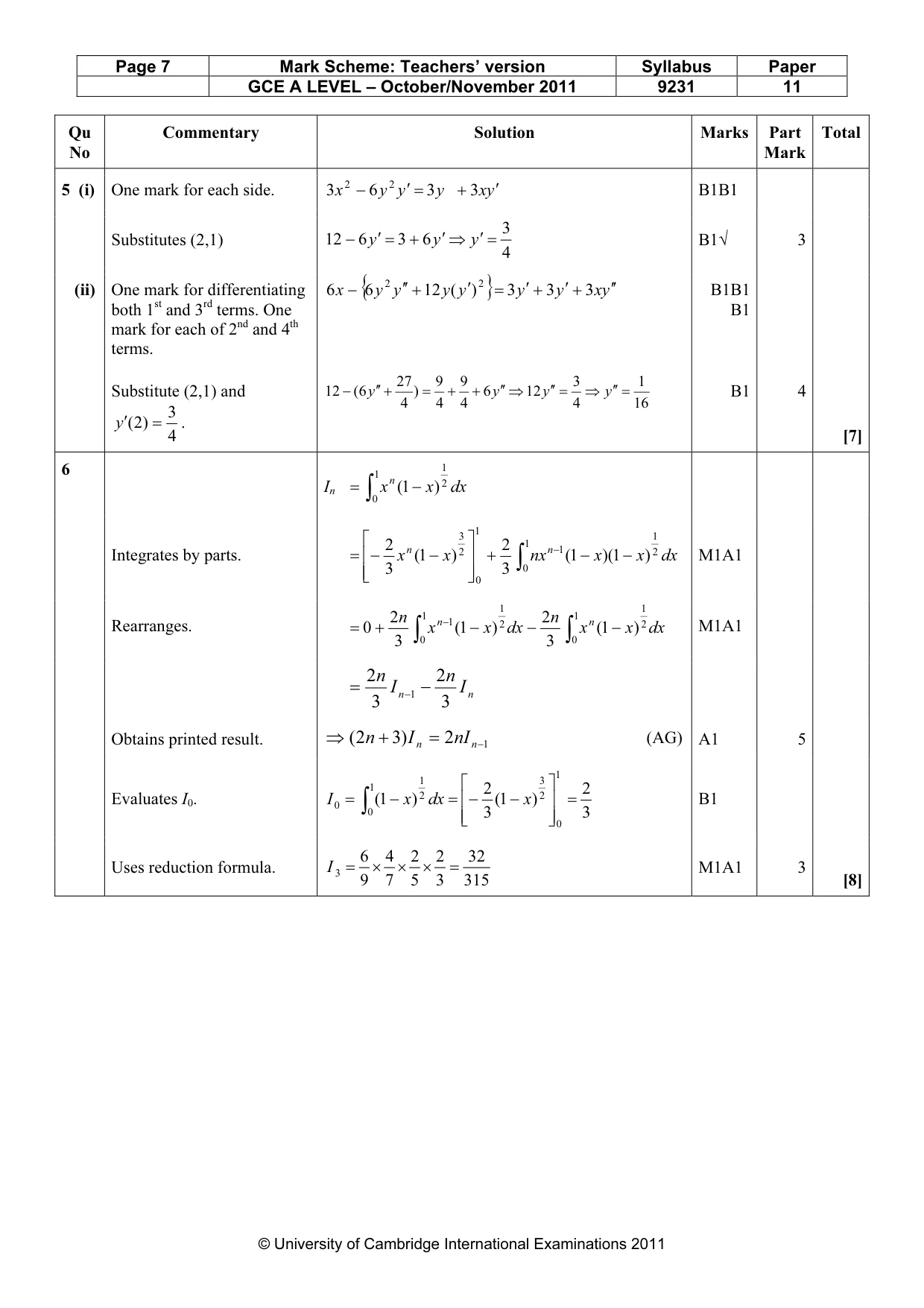 Mark scheme, page 7 of 13