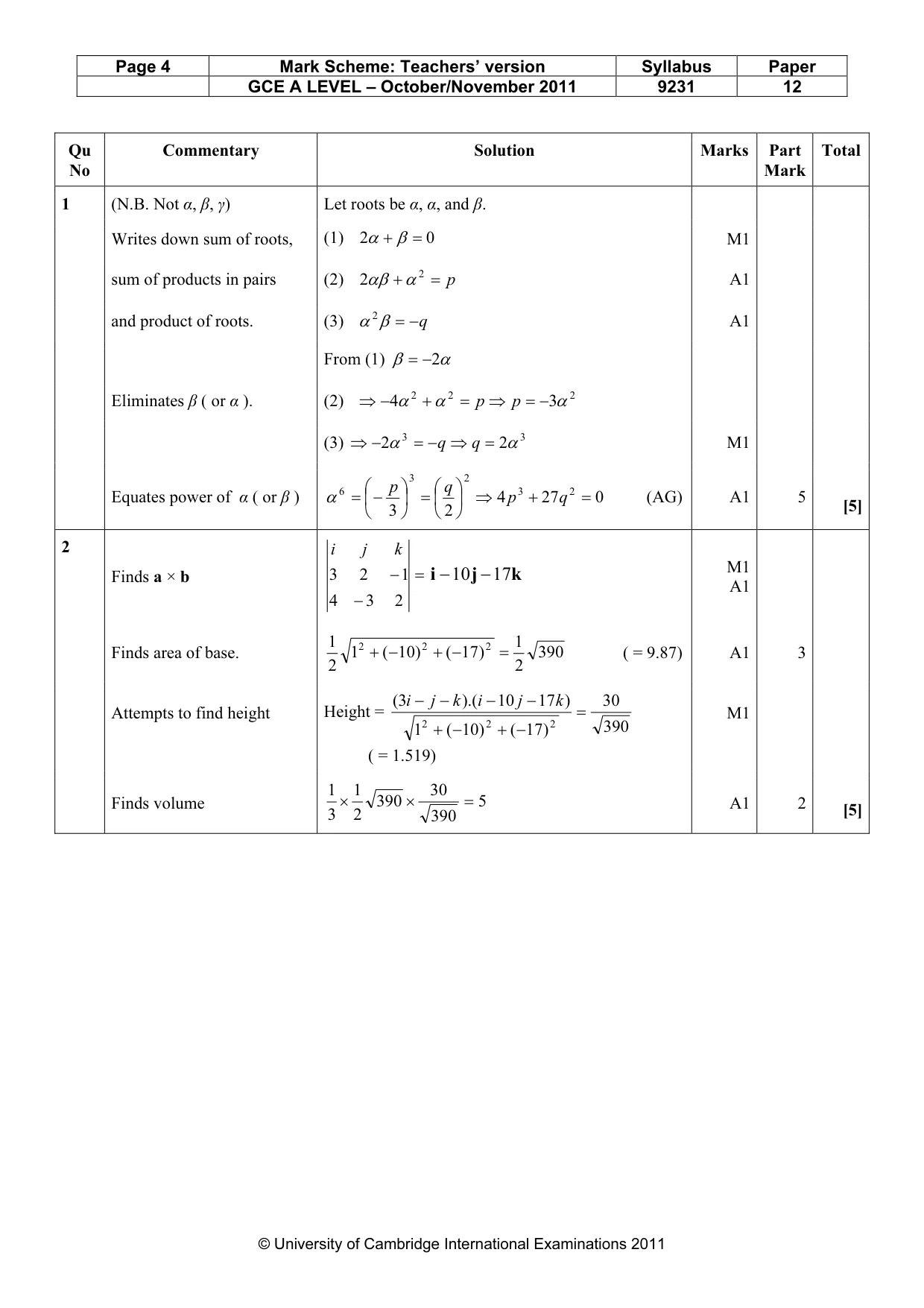 Mark scheme, page 4 of 13
