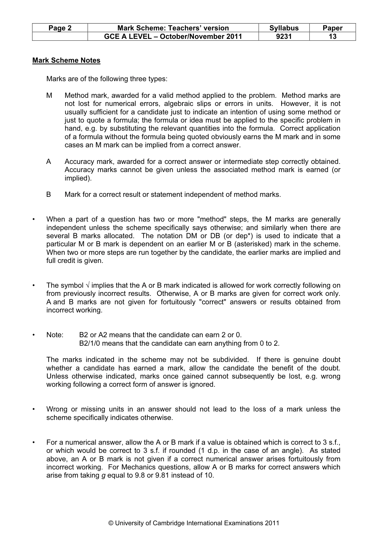 Mark scheme, page 2 of 10