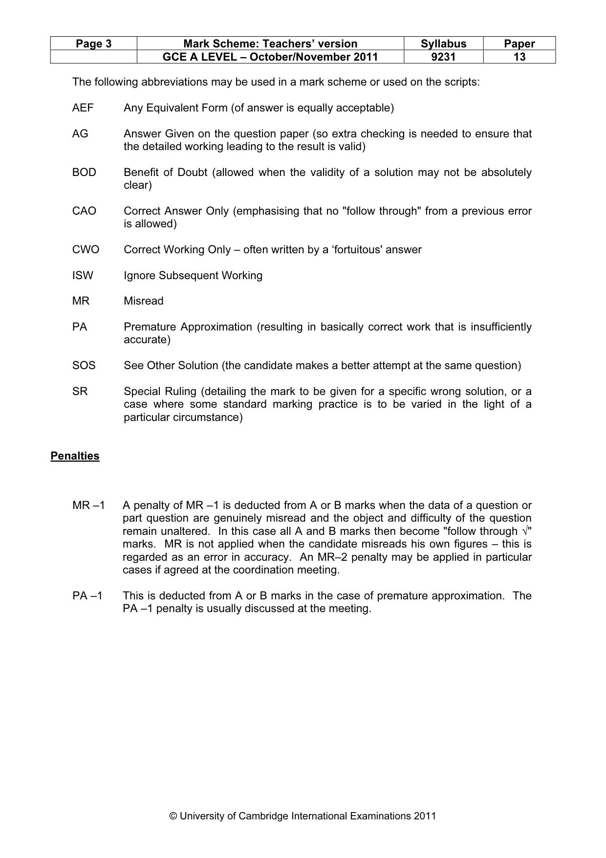 Mark scheme, page 3 of 10