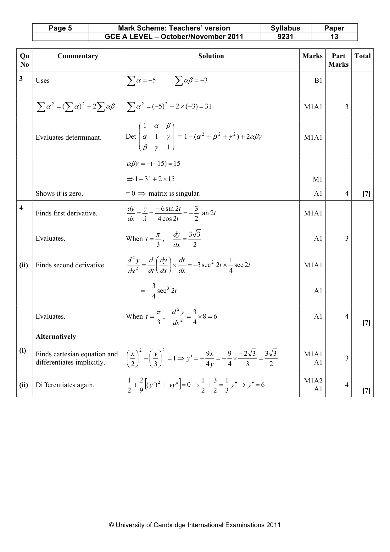 Mark scheme, page 5 of 10