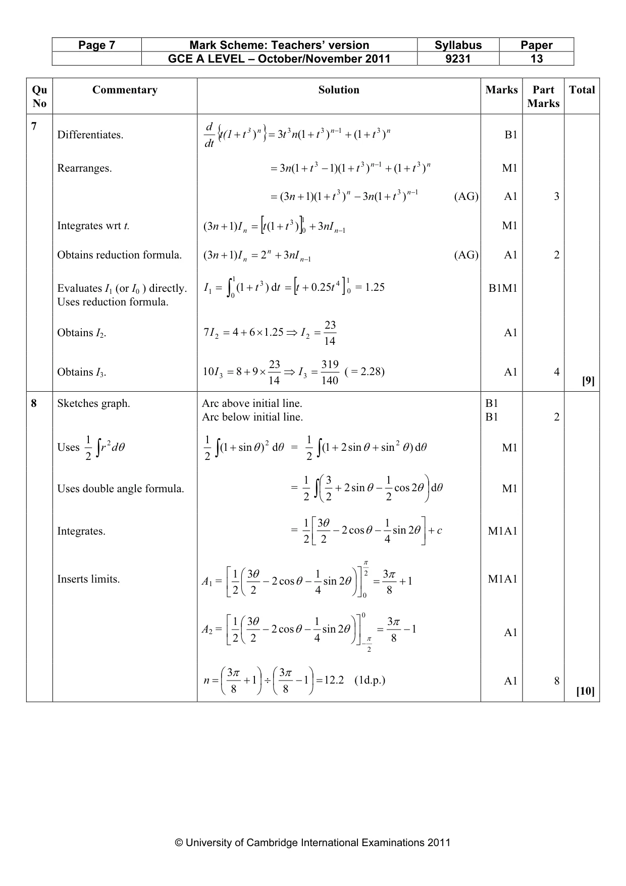 Mark scheme, page 7 of 10