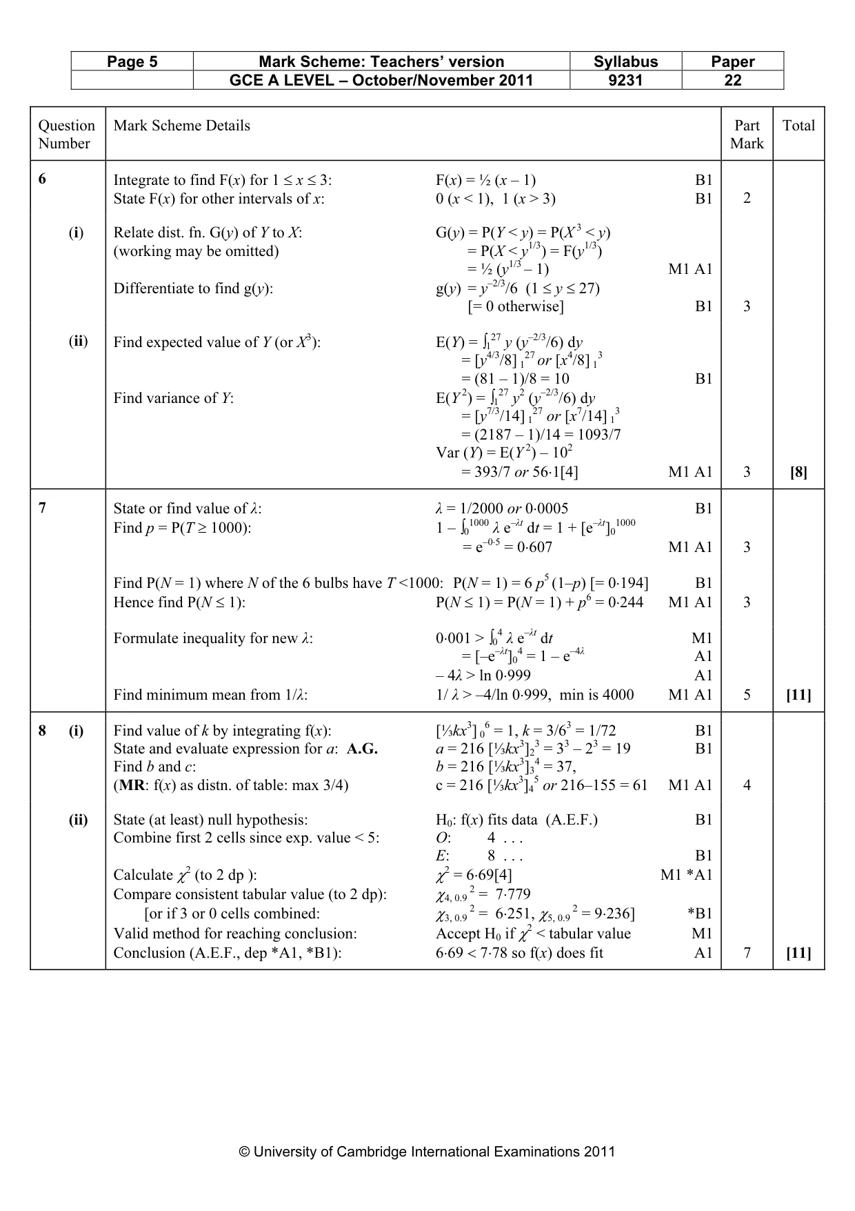 Mark scheme, page 5 of 7