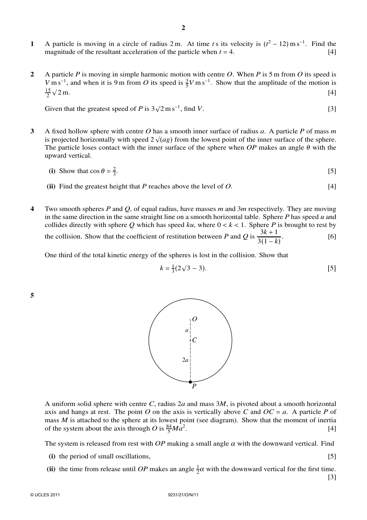 Cambridge A Level Mathematics - Further 9231 2011 Oct/Nov Paper 2 · Variant 1 question paper, page 2 of 8