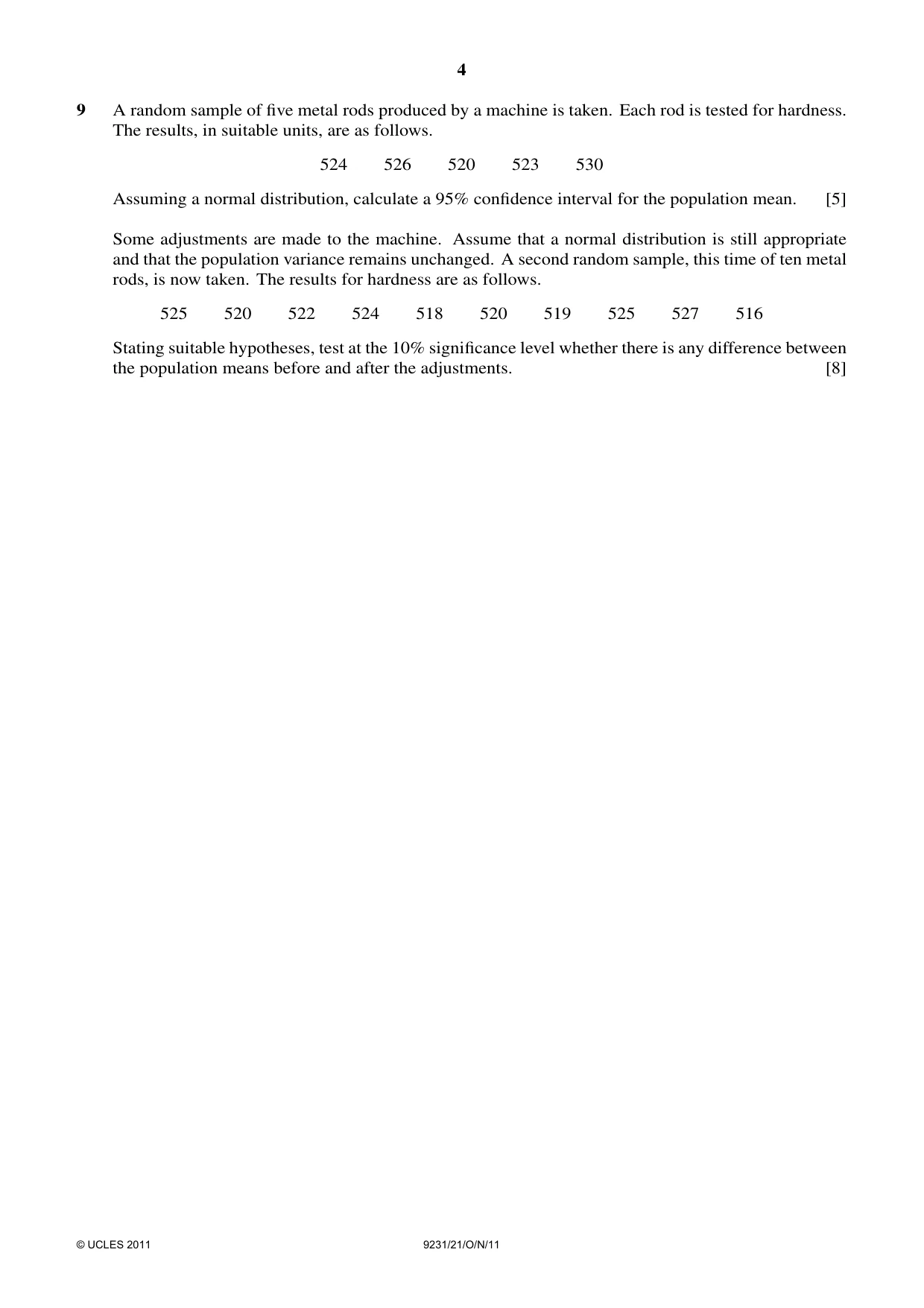 Cambridge A Level Mathematics - Further 9231 2011 Oct/Nov Paper 2 · Variant 1 question paper, page 4 of 8