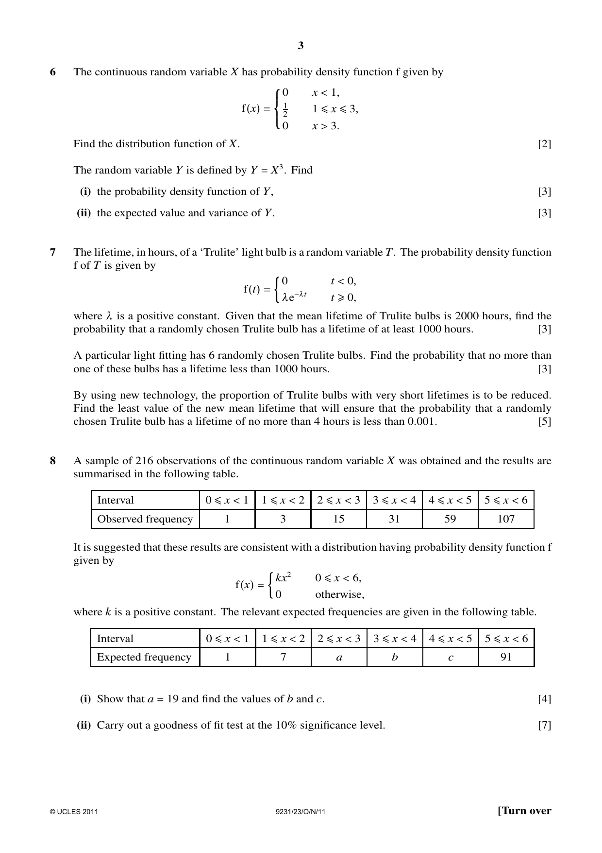 Cambridge A Level Mathematics - Further 9231 2011 Oct/Nov Paper 2 · Variant 3 question paper, page 3 of 8