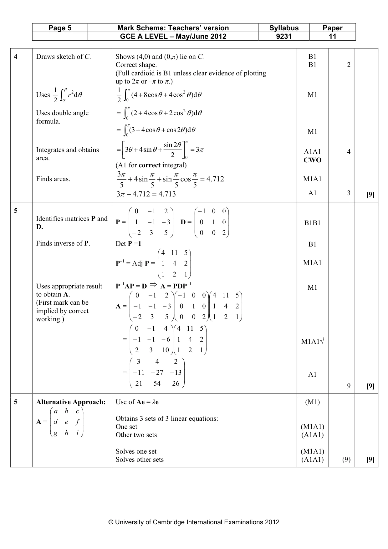 Mark scheme, page 5 of 13