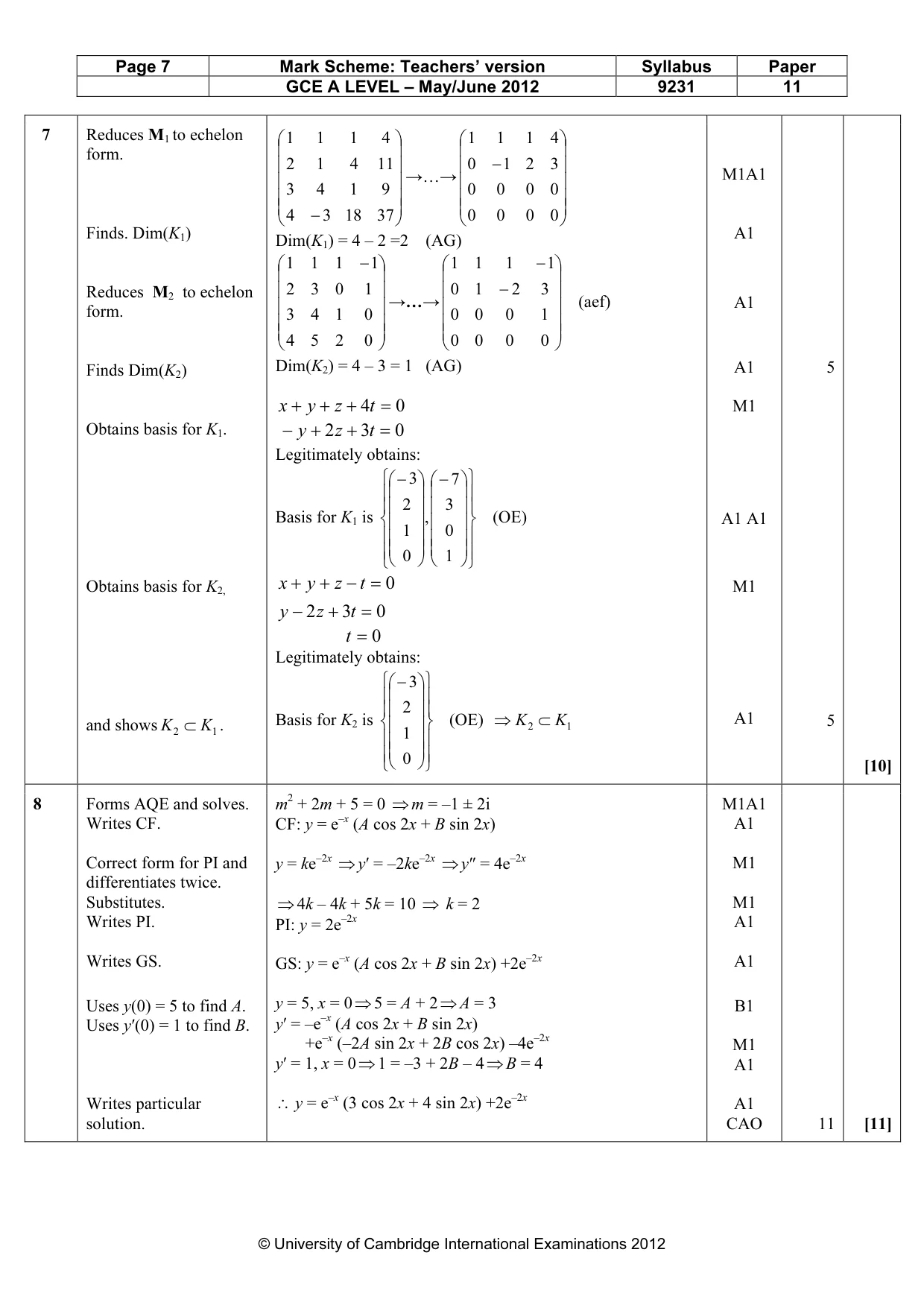 Mark scheme, page 7 of 13