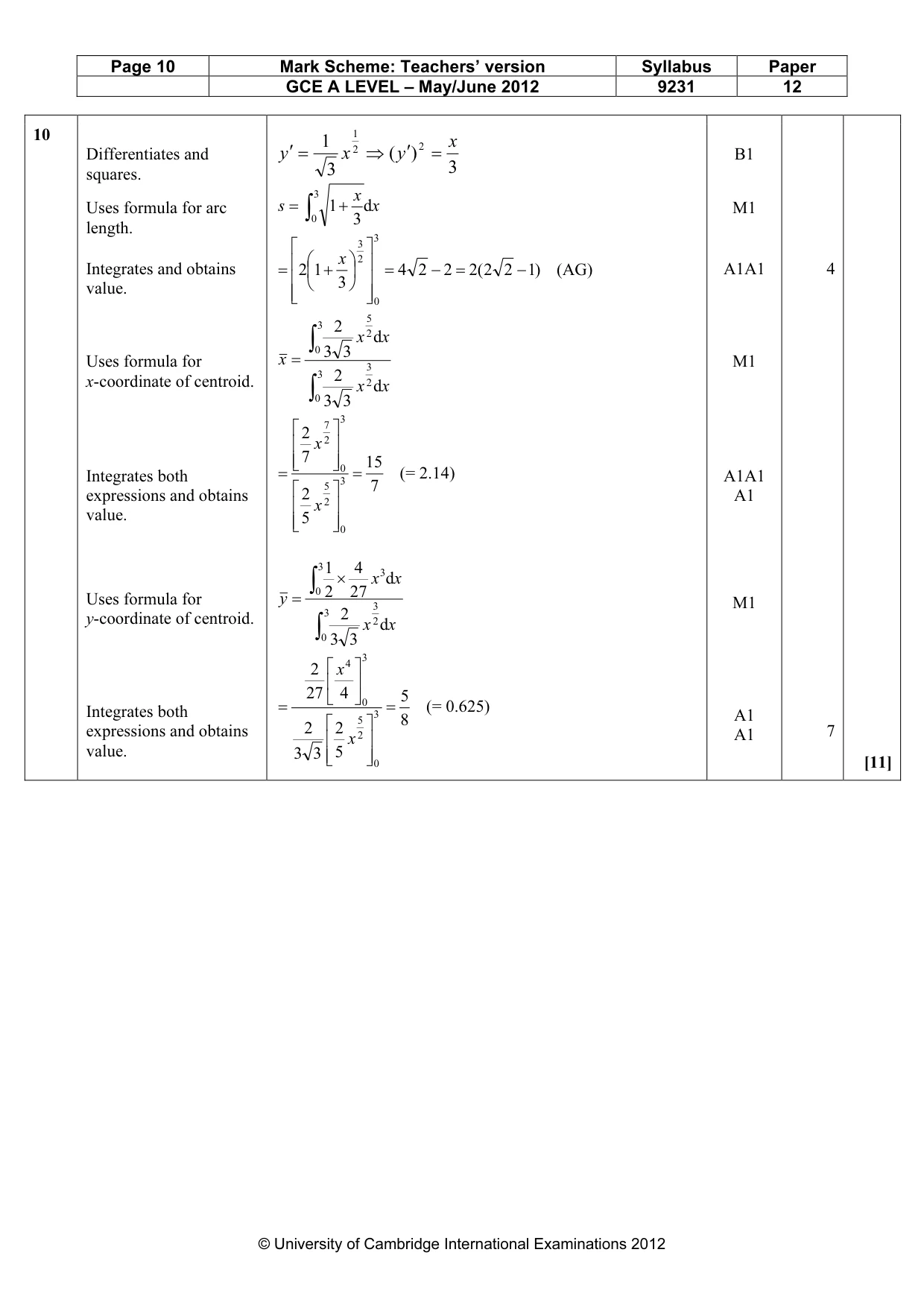 Mark scheme, page 10 of 13