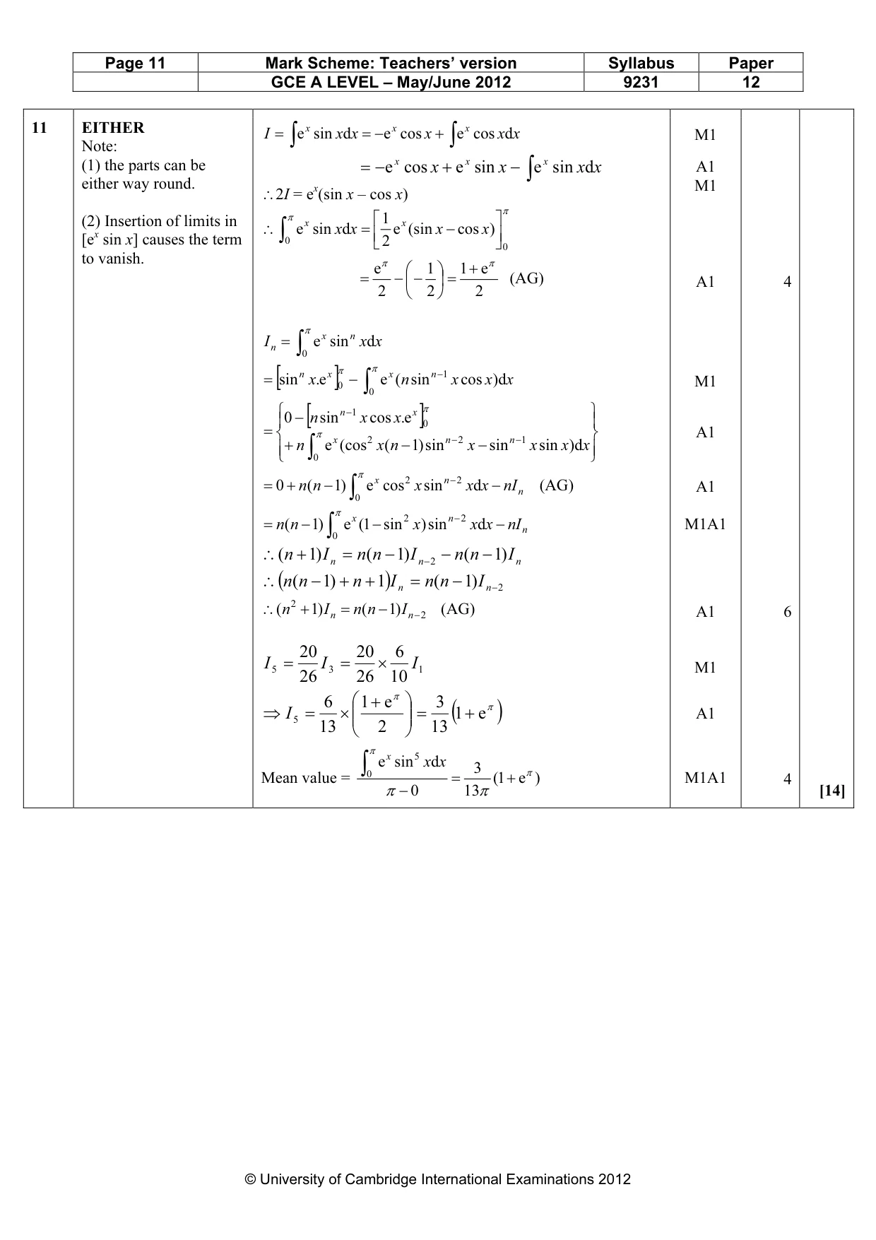 Mark scheme, page 11 of 13