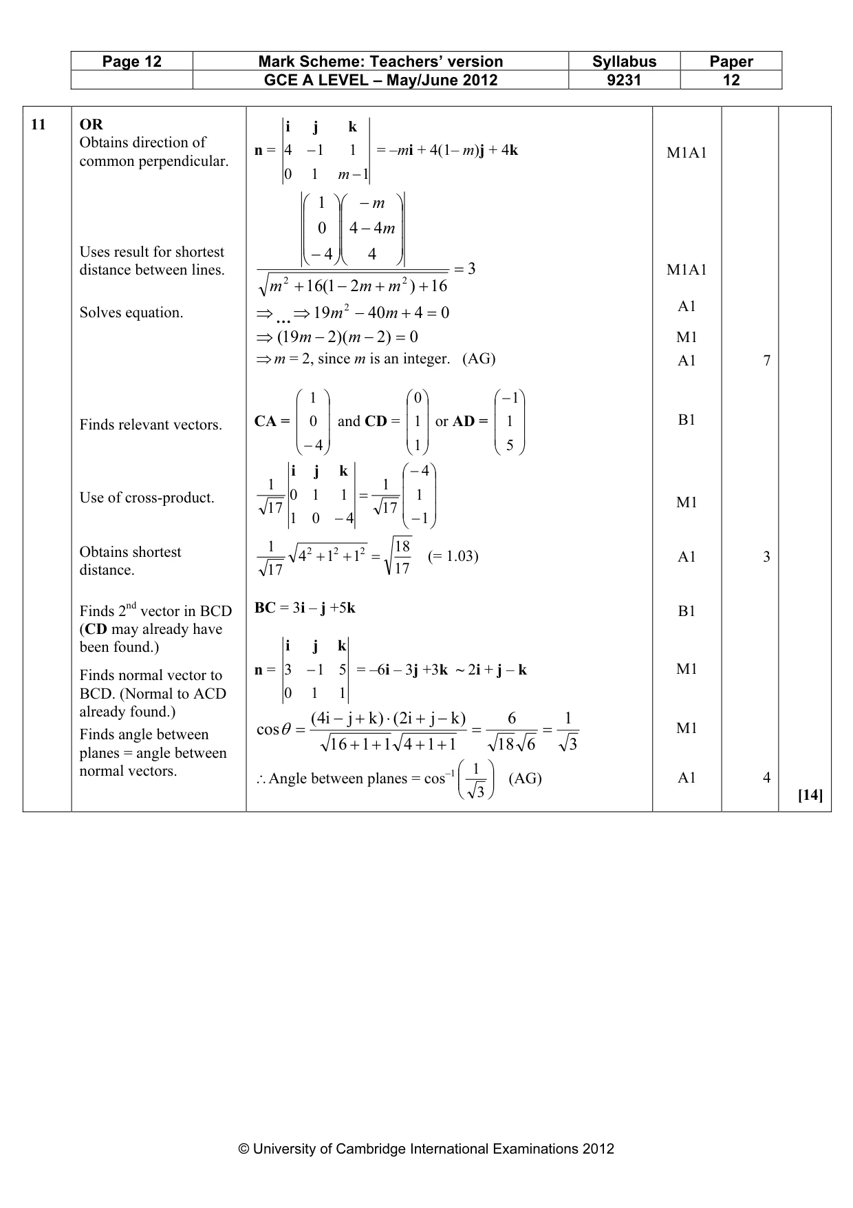 Mark scheme, page 12 of 13
