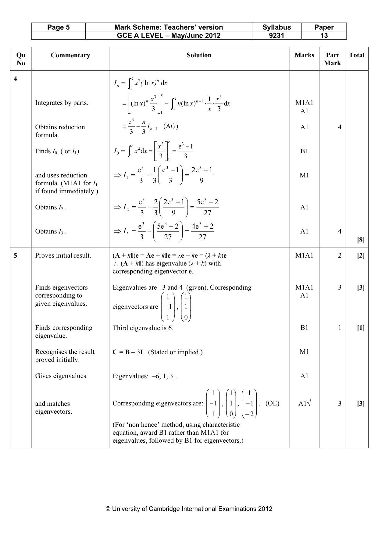 Mark scheme, page 5 of 12