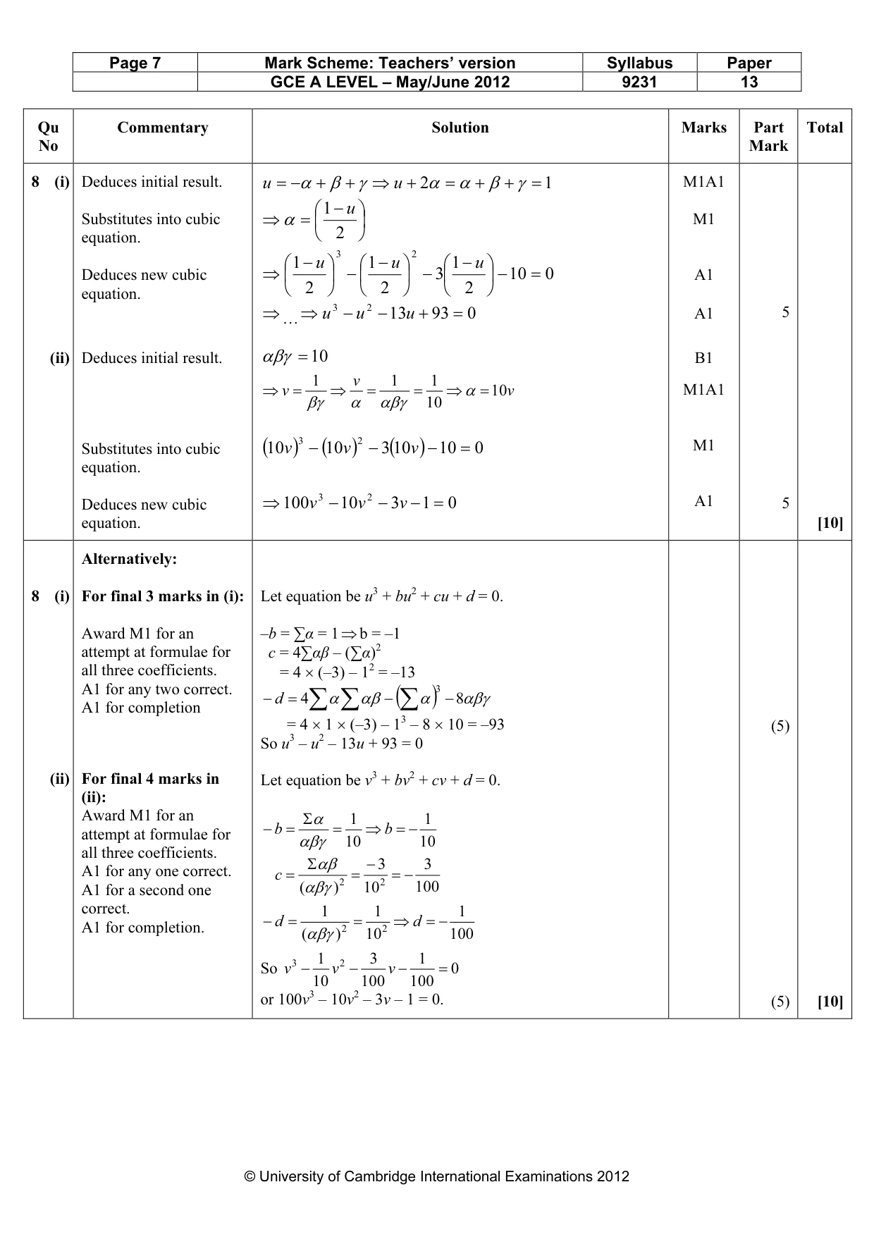 Mark scheme, page 7 of 12