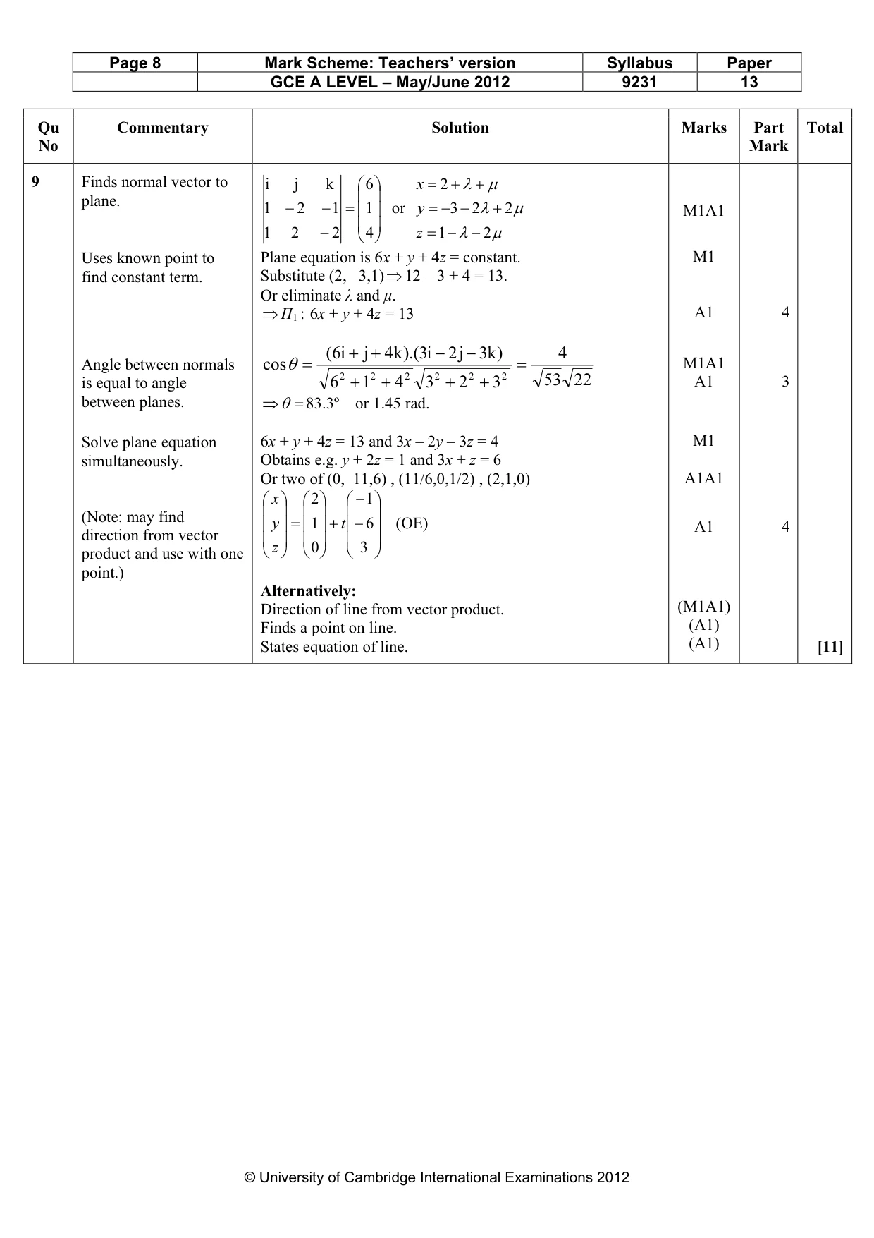 Mark scheme, page 8 of 12