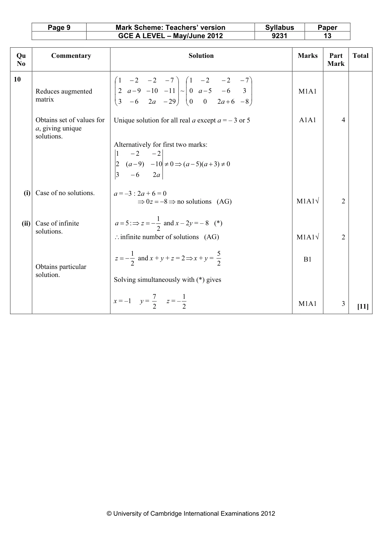 Mark scheme, page 9 of 12