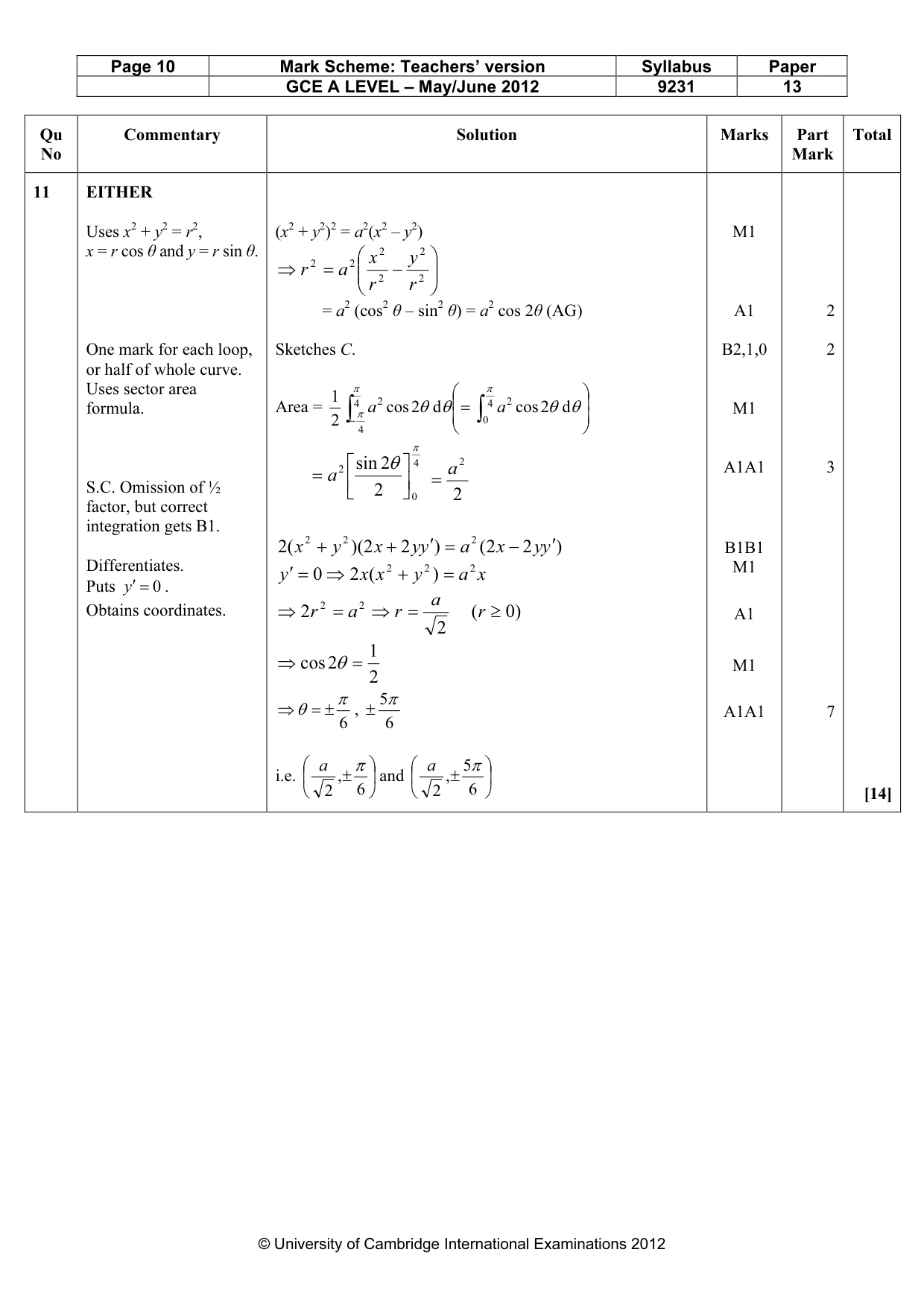 Mark scheme, page 10 of 12