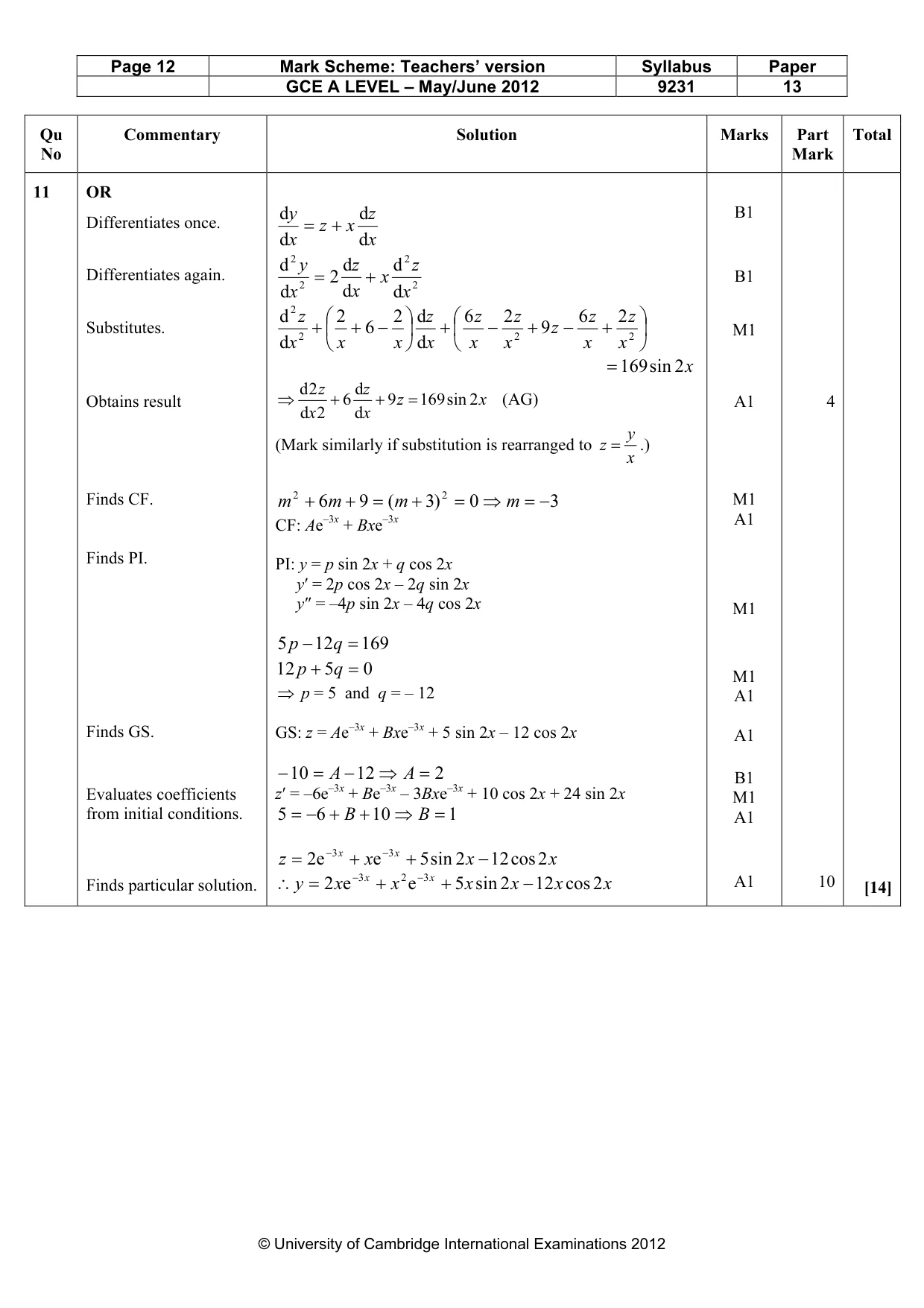 Mark scheme, page 12 of 12