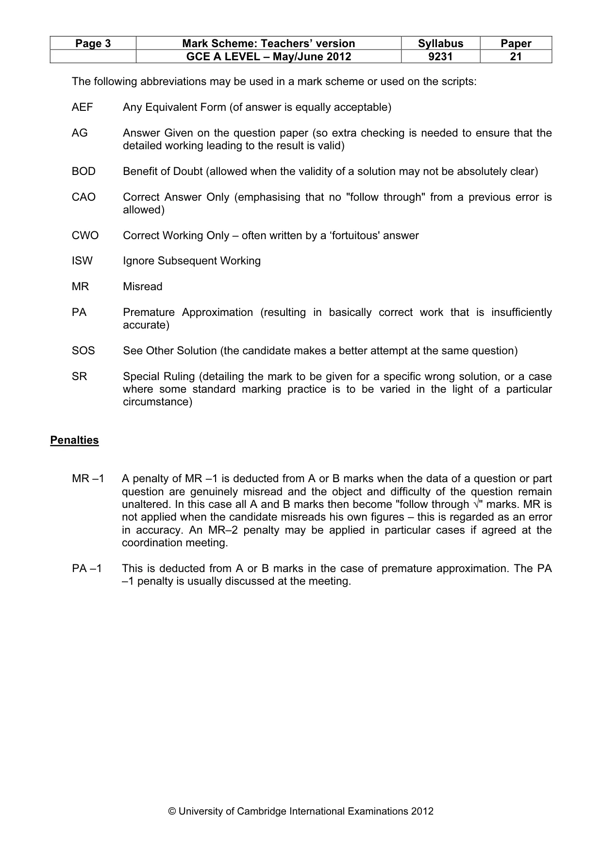 Mark scheme, page 3 of 8