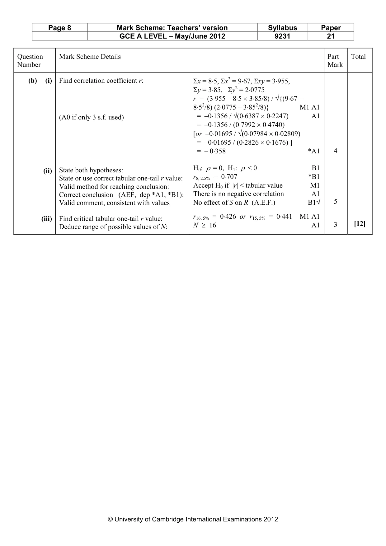 Mark scheme, page 8 of 8