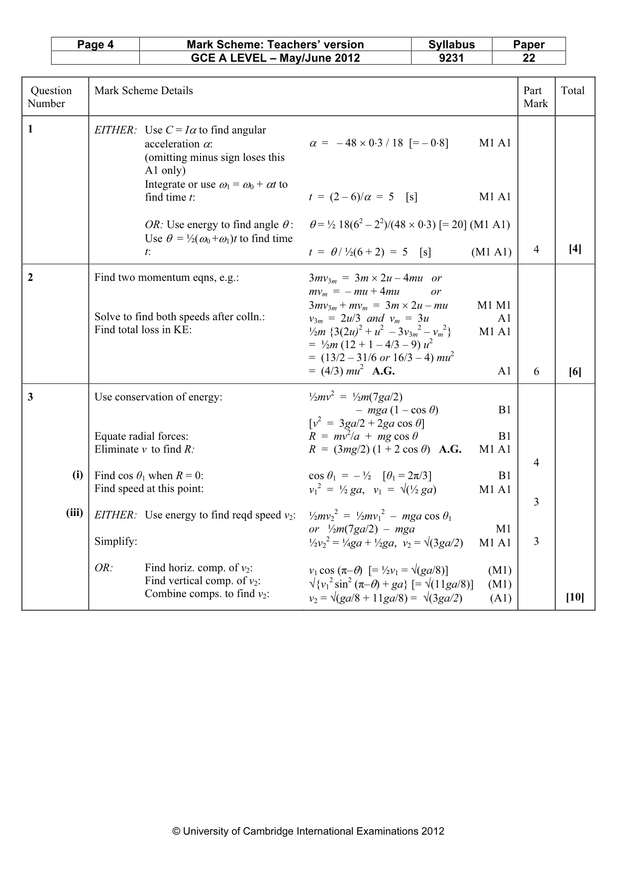 Mark scheme, page 4 of 8
