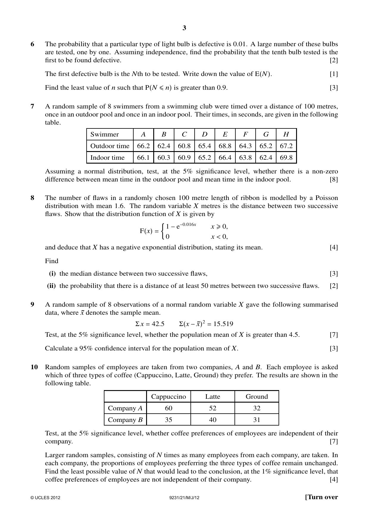 Cambridge A Level Mathematics - Further 9231 2012 May/June Paper 2 · Variant 1 question paper, page 3 of 4