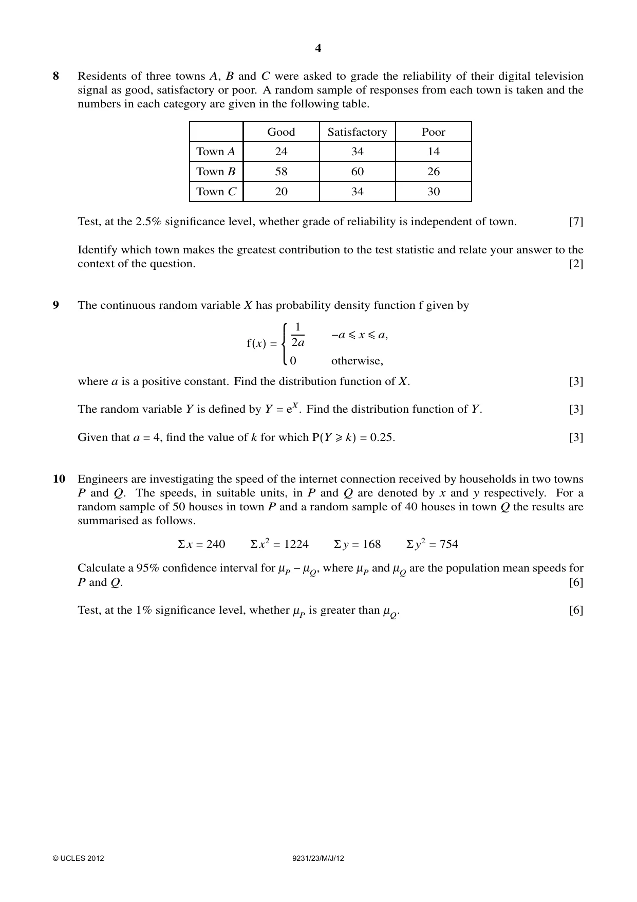 Cambridge A Level Mathematics - Further 9231 2012 May/June Paper 2 · Variant 3 question paper, page 4 of 8