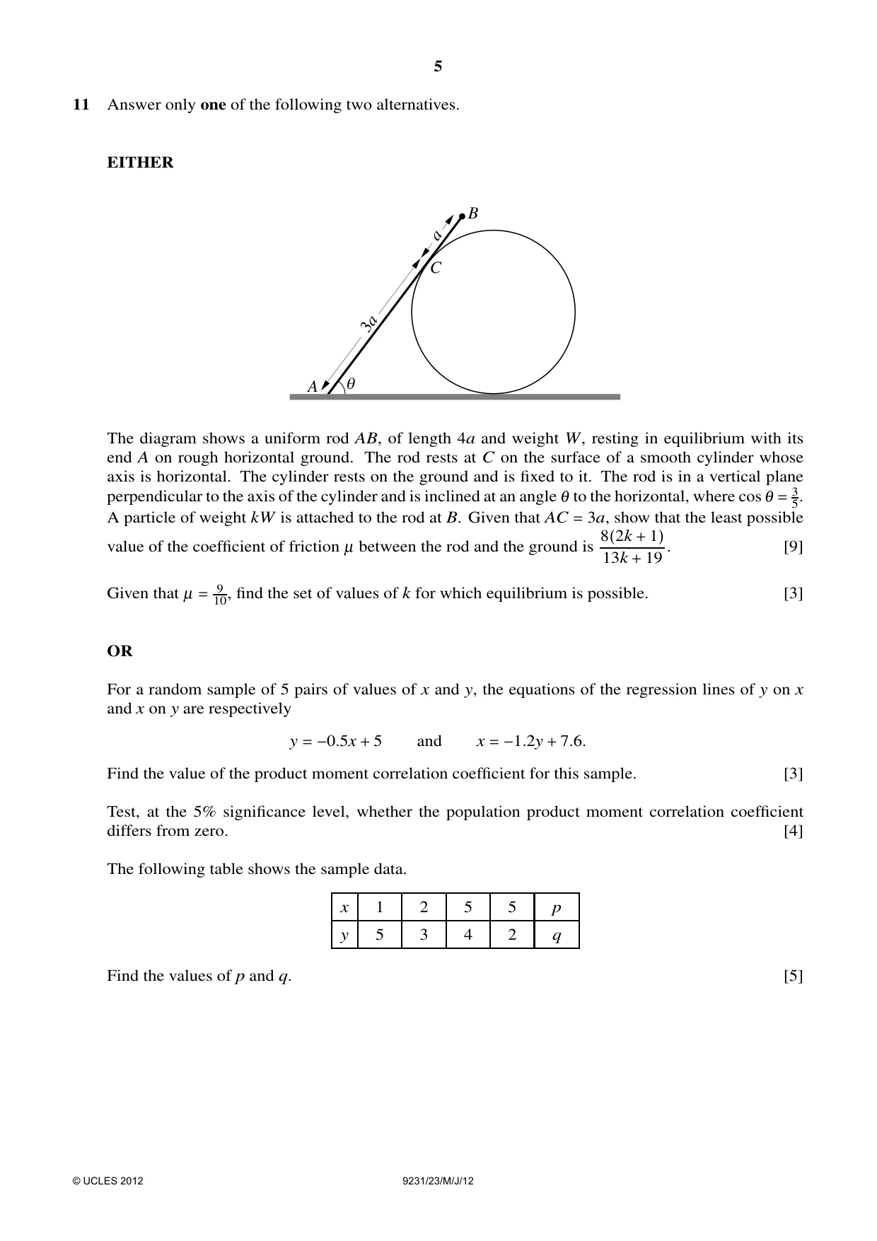 Cambridge A Level Mathematics - Further 9231 2012 May/June Paper 2 · Variant 3 question paper, page 5 of 8