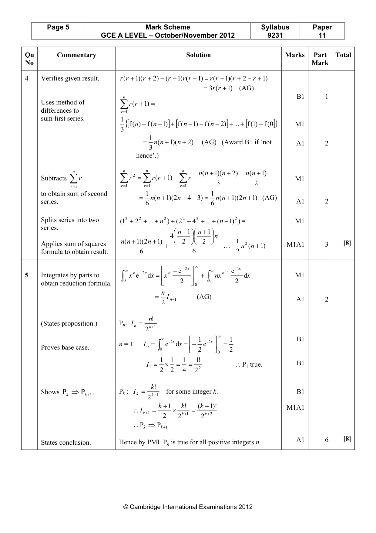 Mark scheme, page 5 of 12