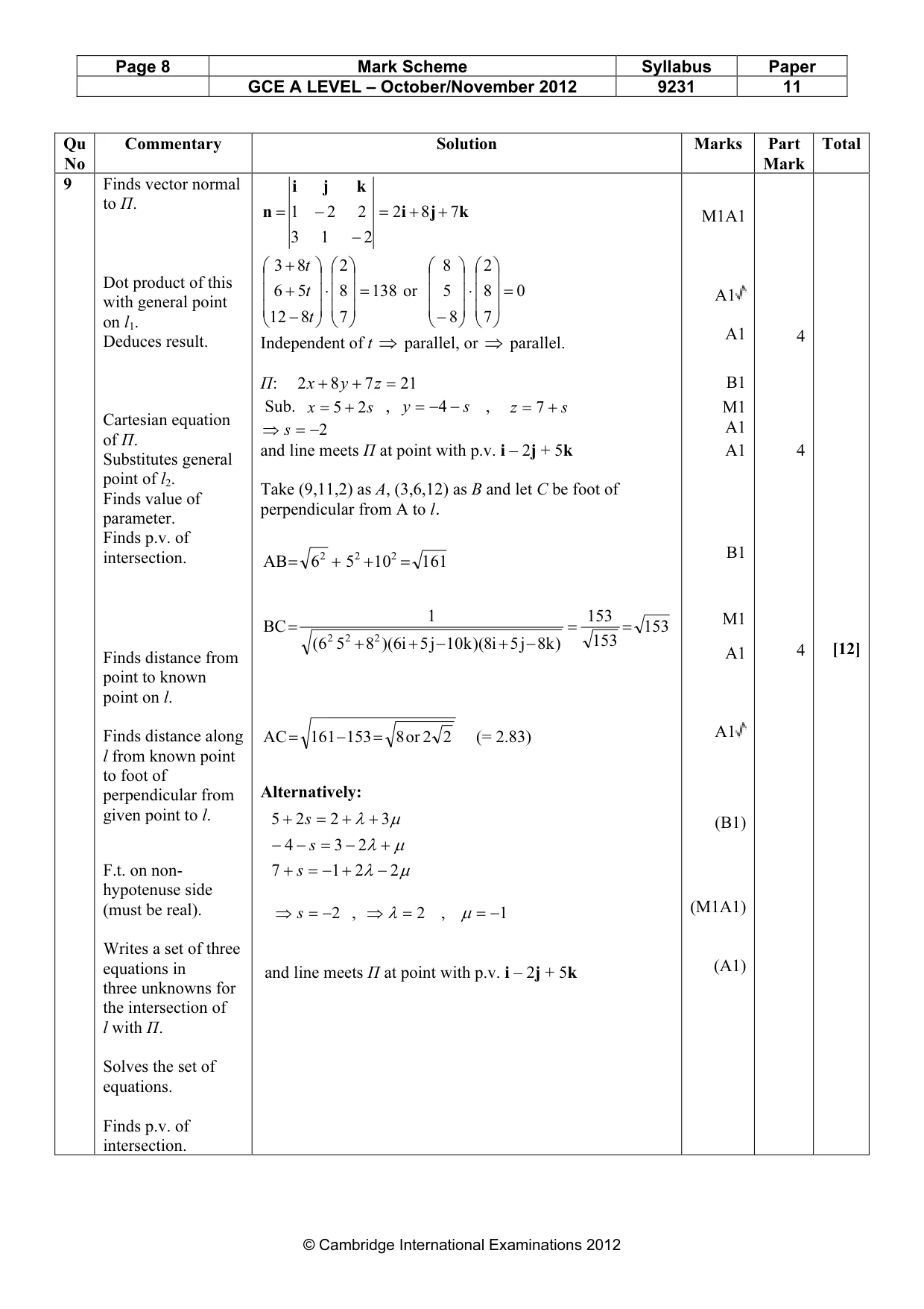 Mark scheme, page 8 of 12