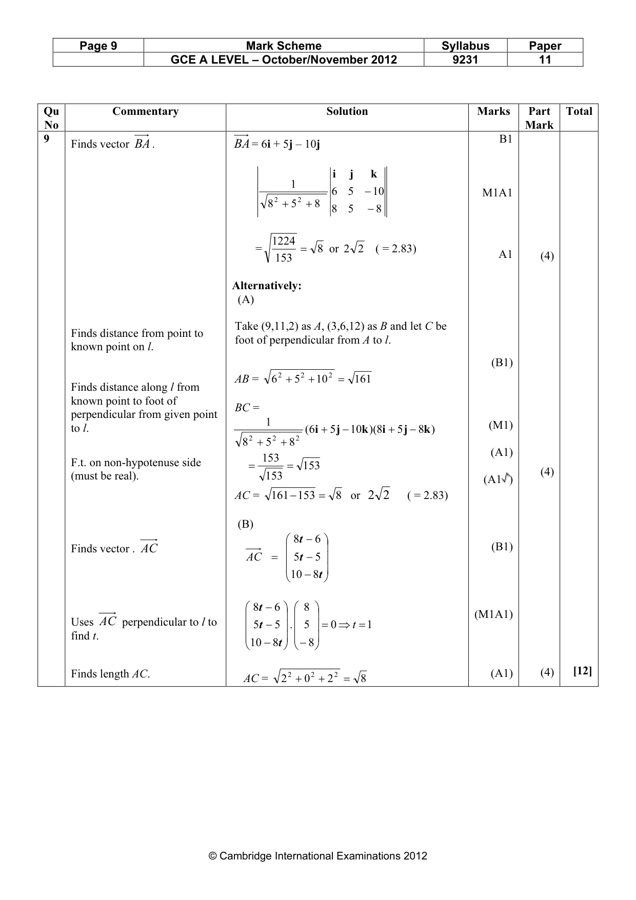 Mark scheme, page 9 of 12