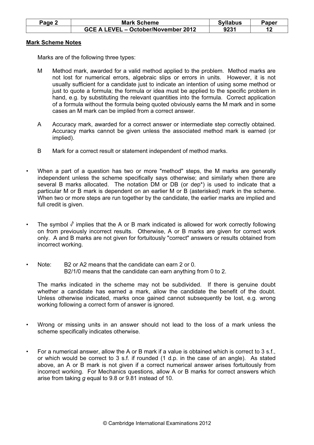 Mark scheme, page 2 of 12