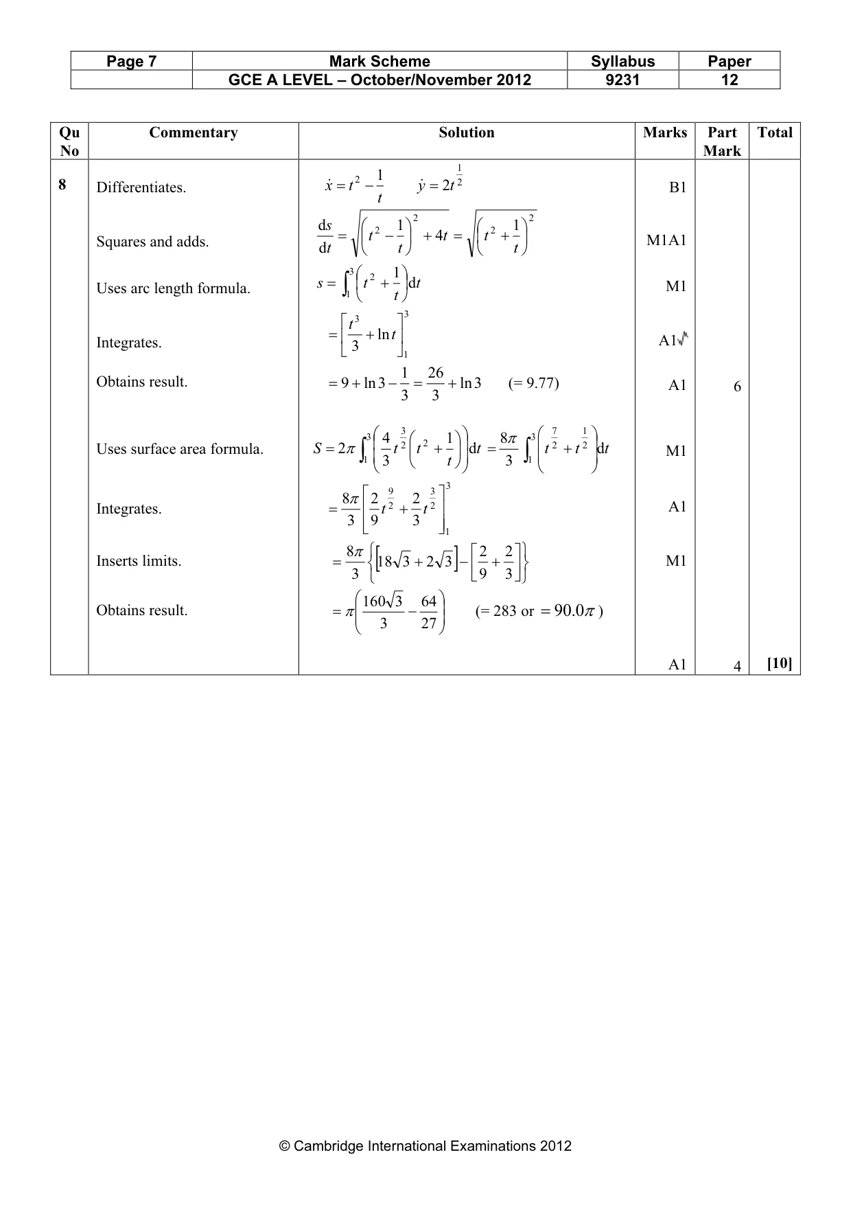 Mark scheme, page 7 of 12