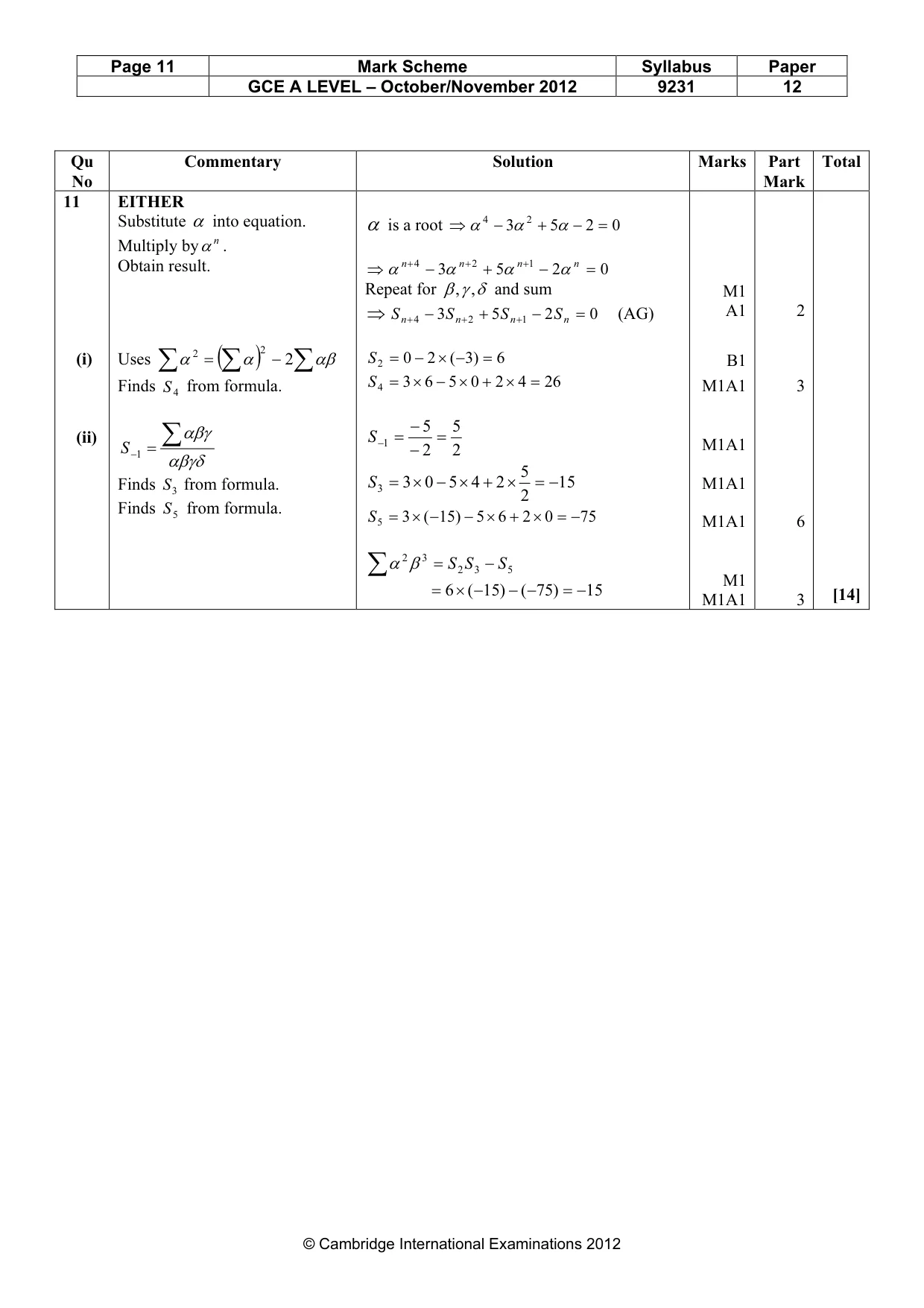 Mark scheme, page 11 of 12