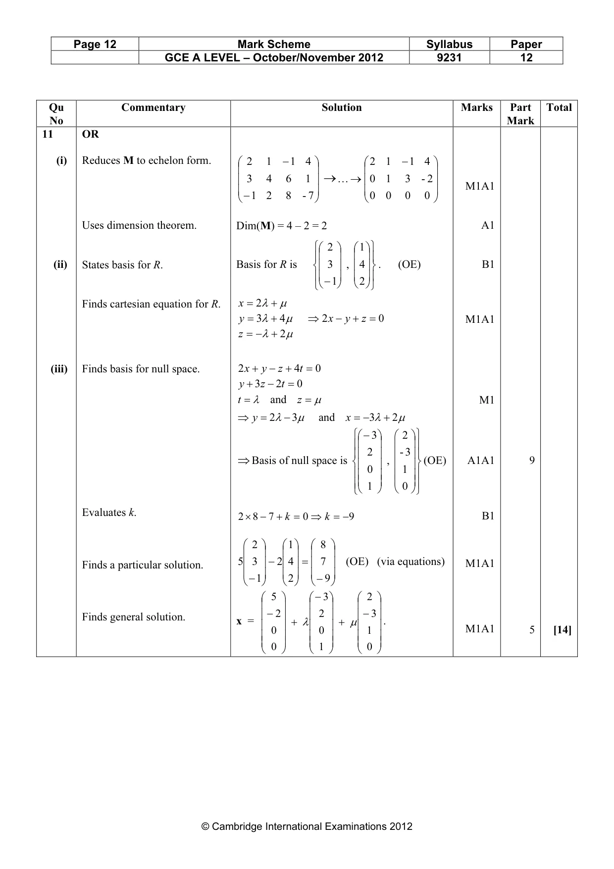 Mark scheme, page 12 of 12