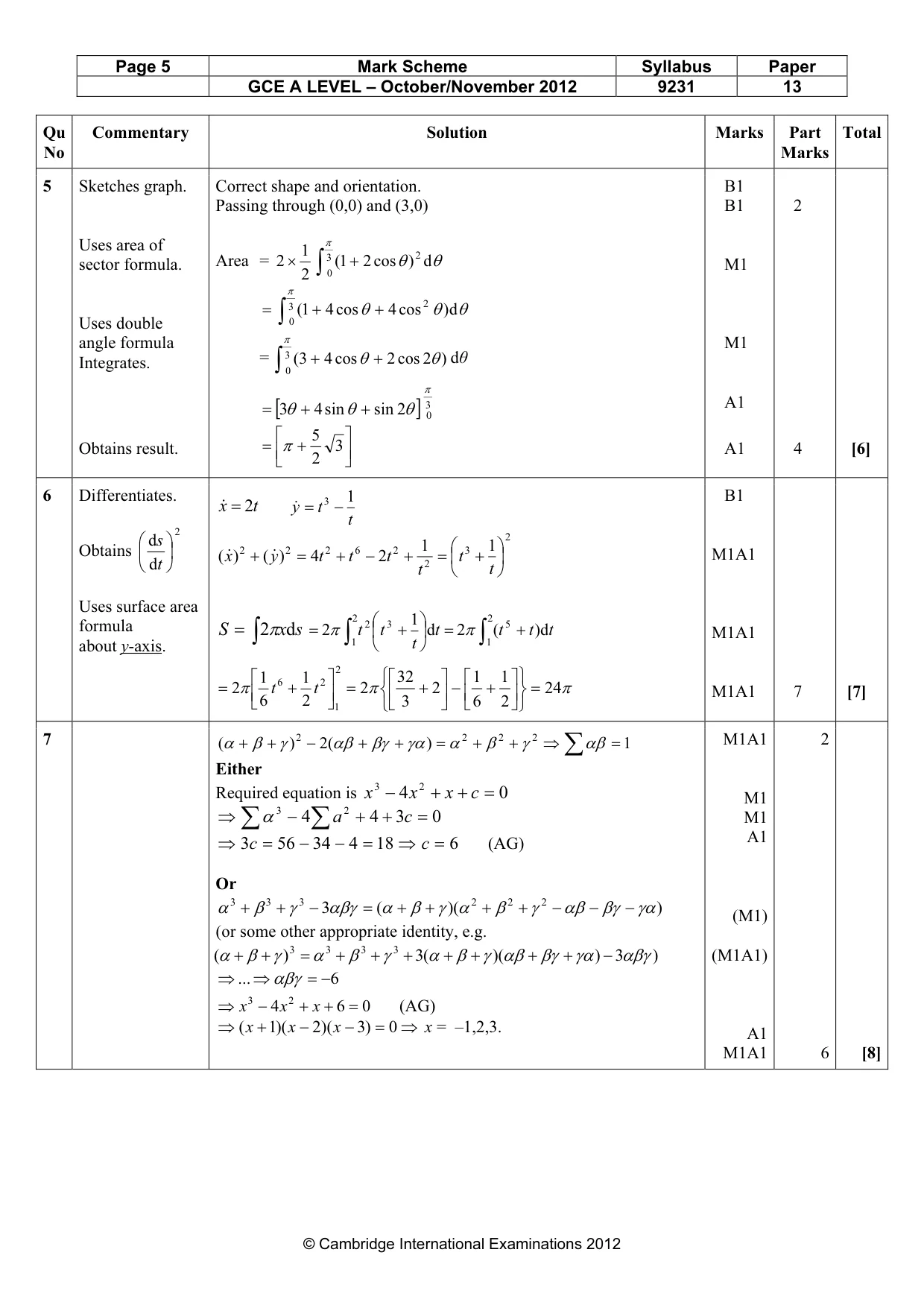 Mark scheme, page 5 of 10