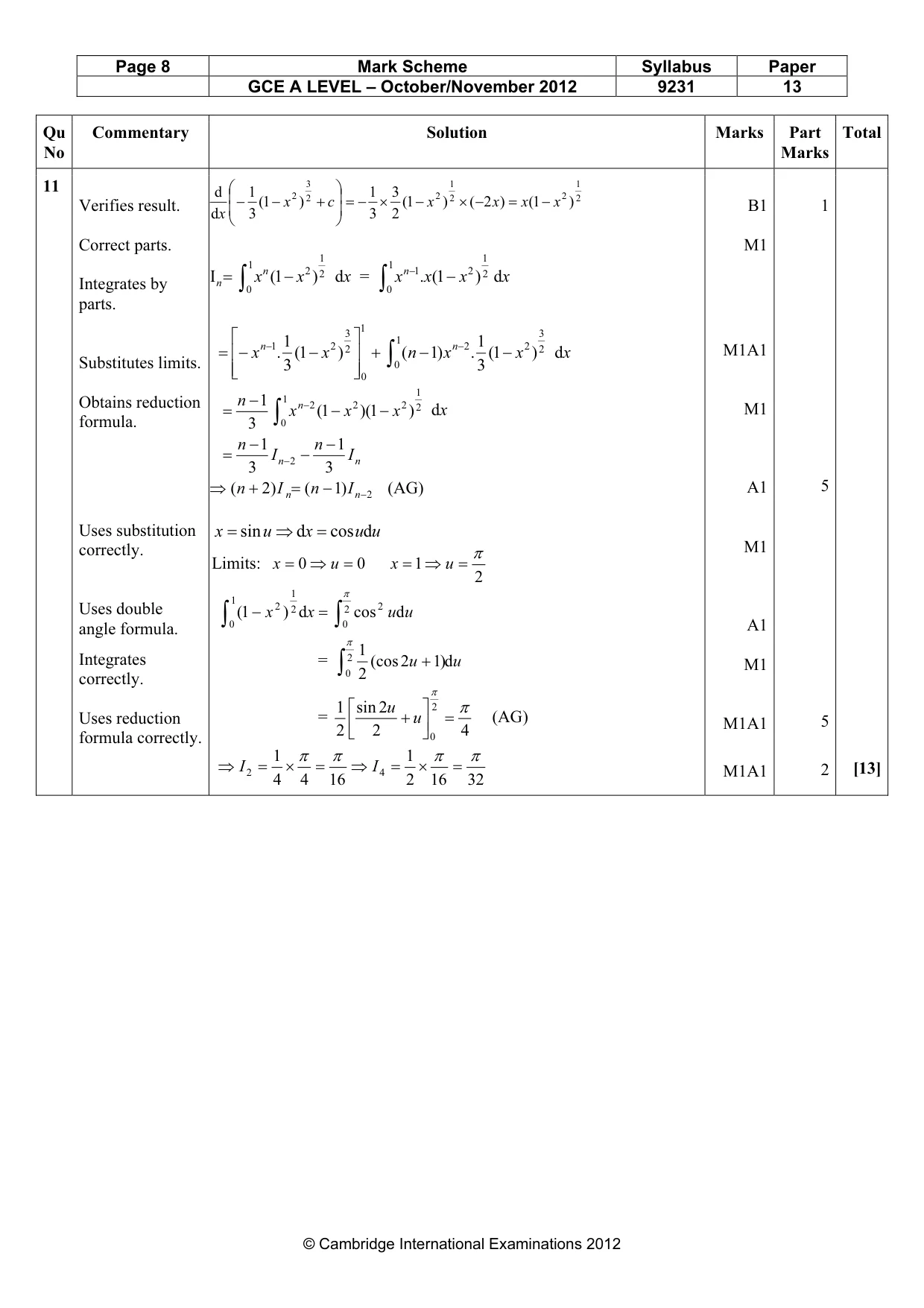 Mark scheme, page 8 of 10