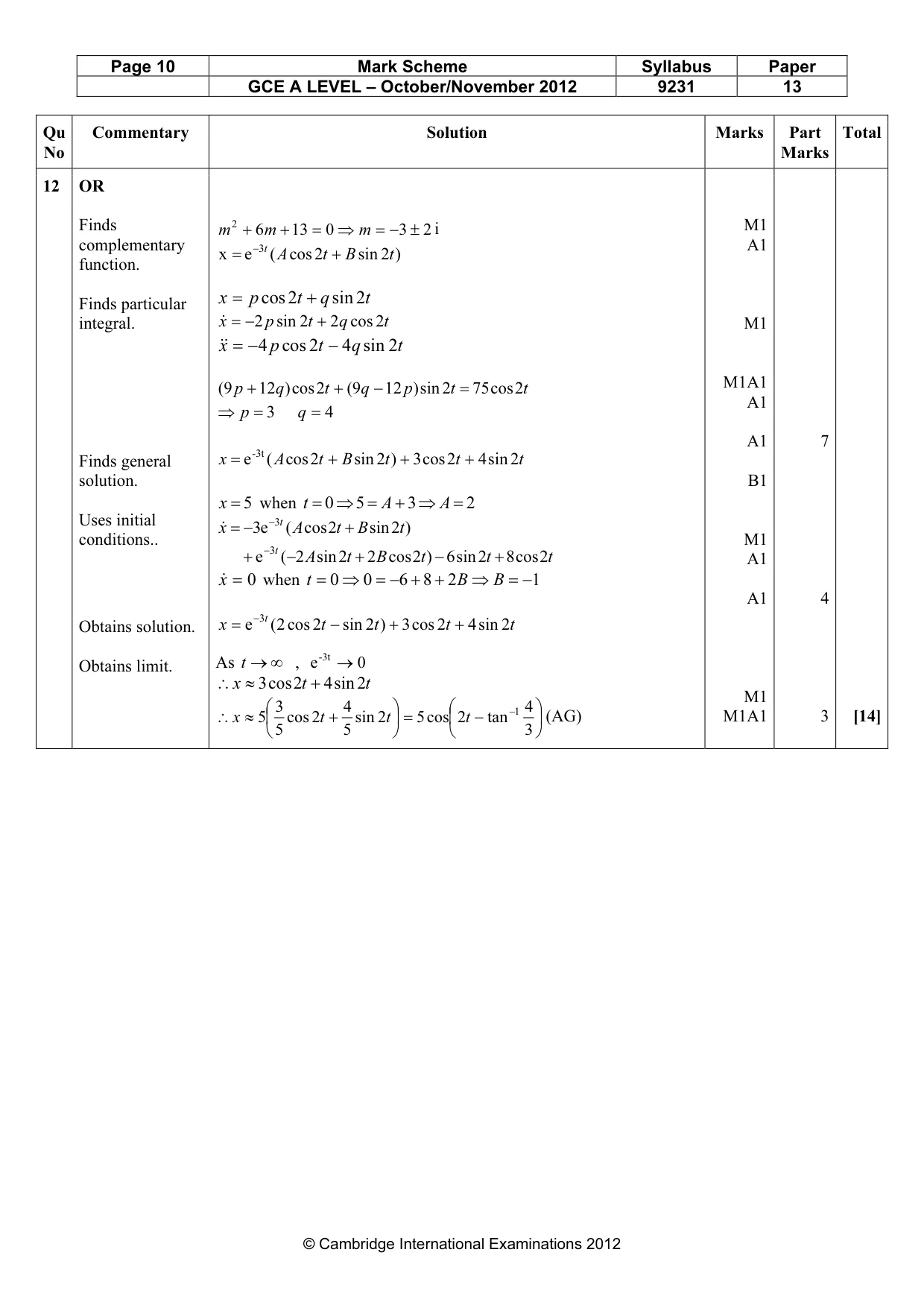 Mark scheme, page 10 of 10