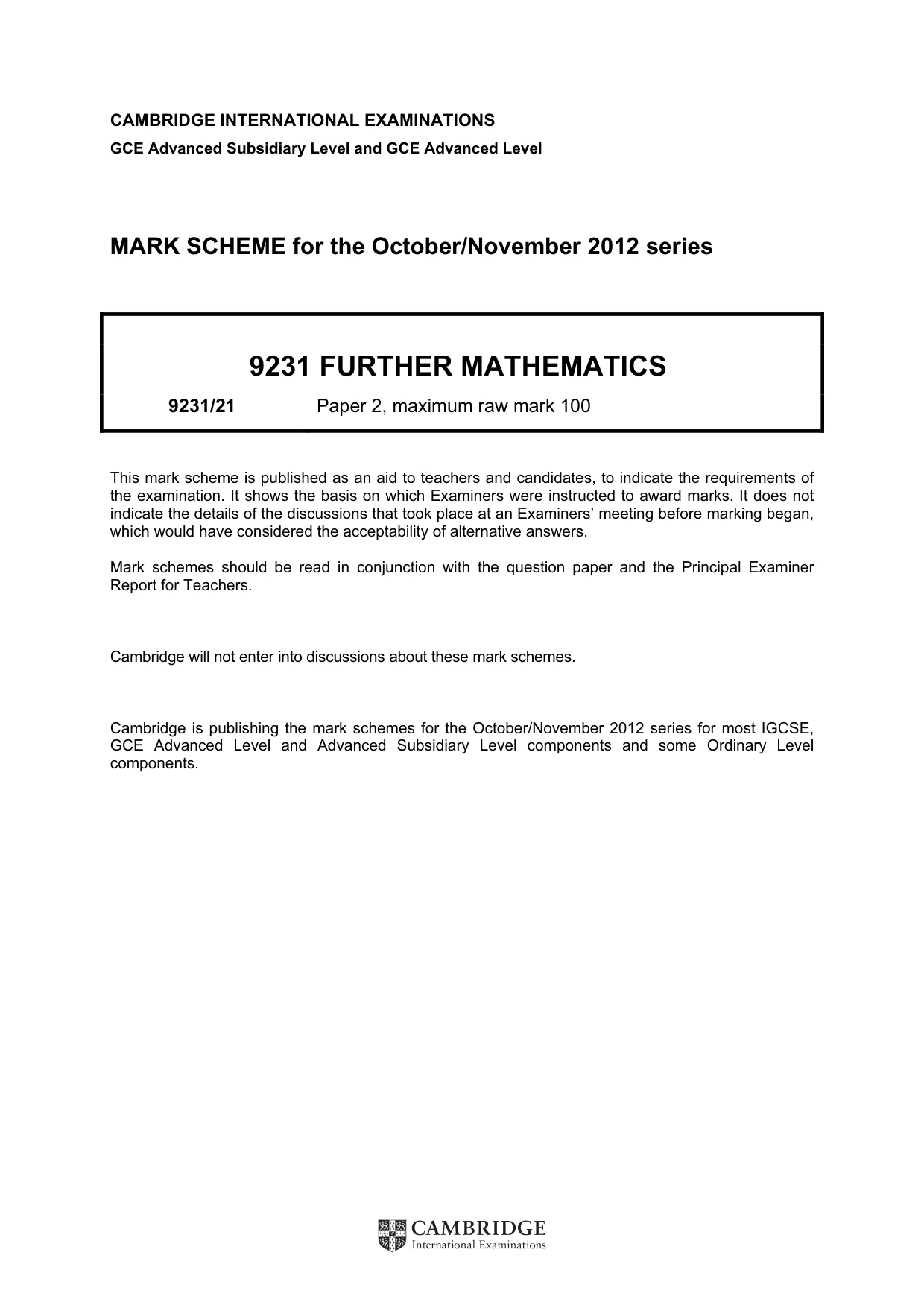 Mark scheme, page 1 of 7