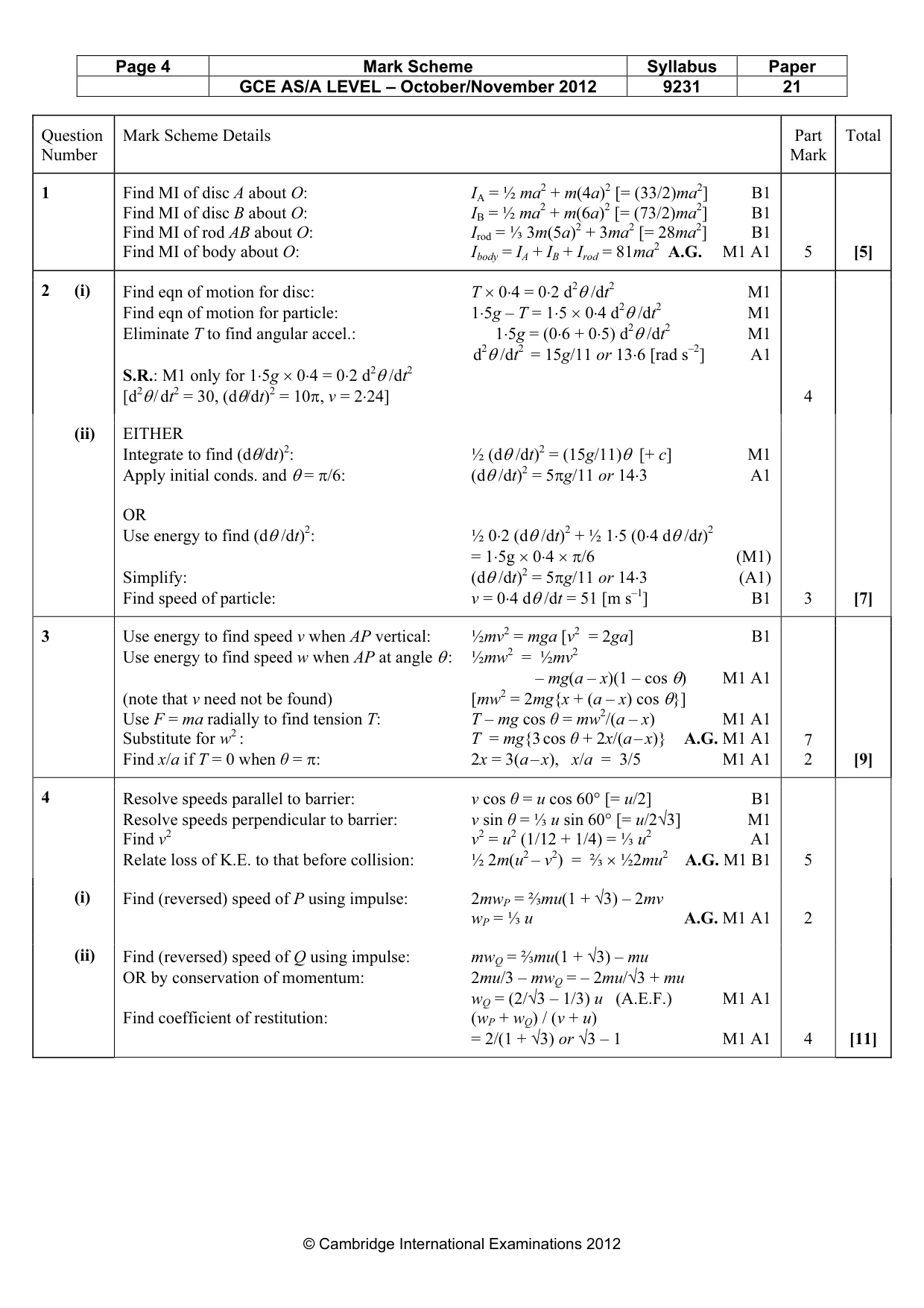 Mark scheme, page 4 of 7