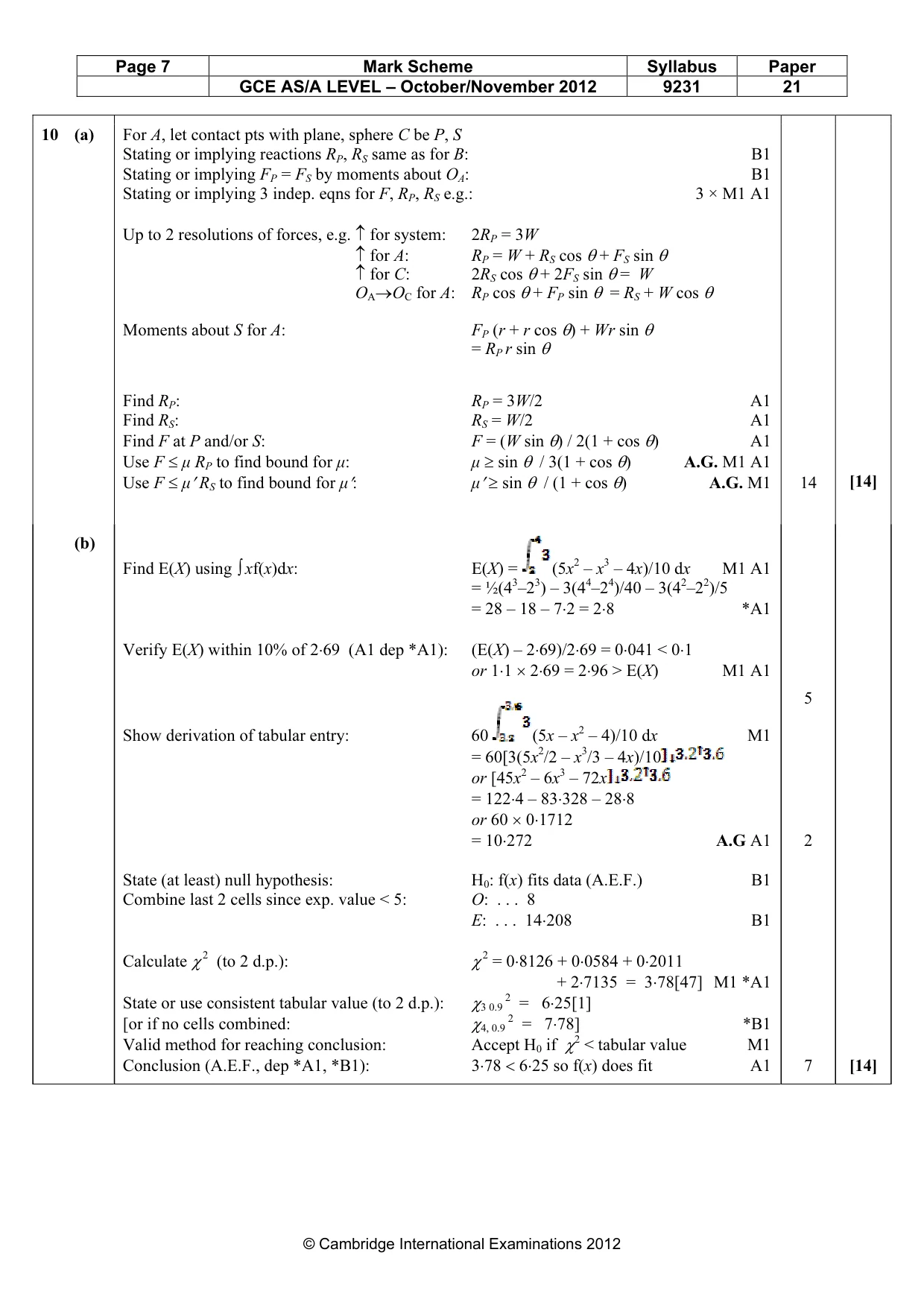 Mark scheme, page 7 of 7