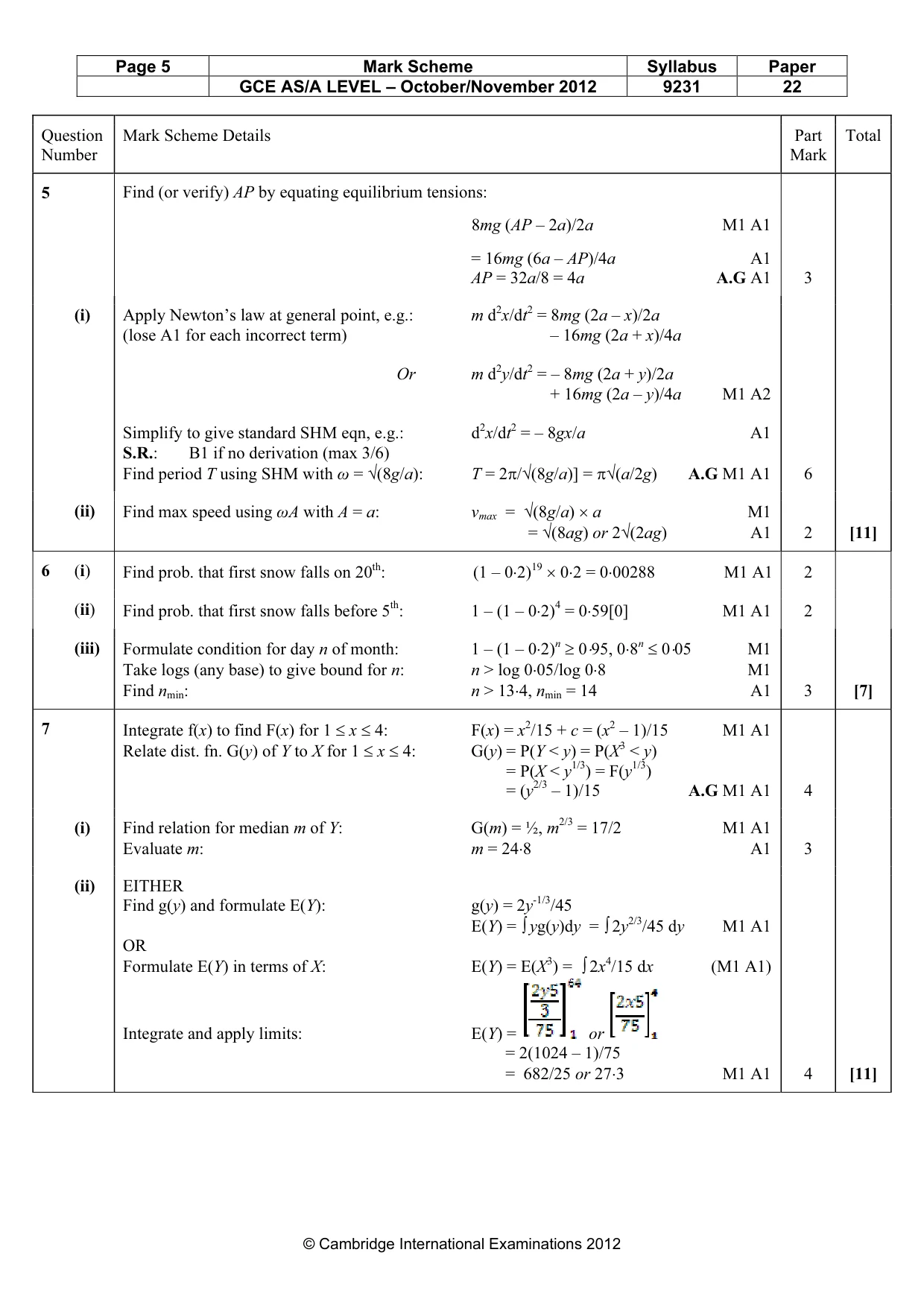 Mark scheme, page 5 of 7