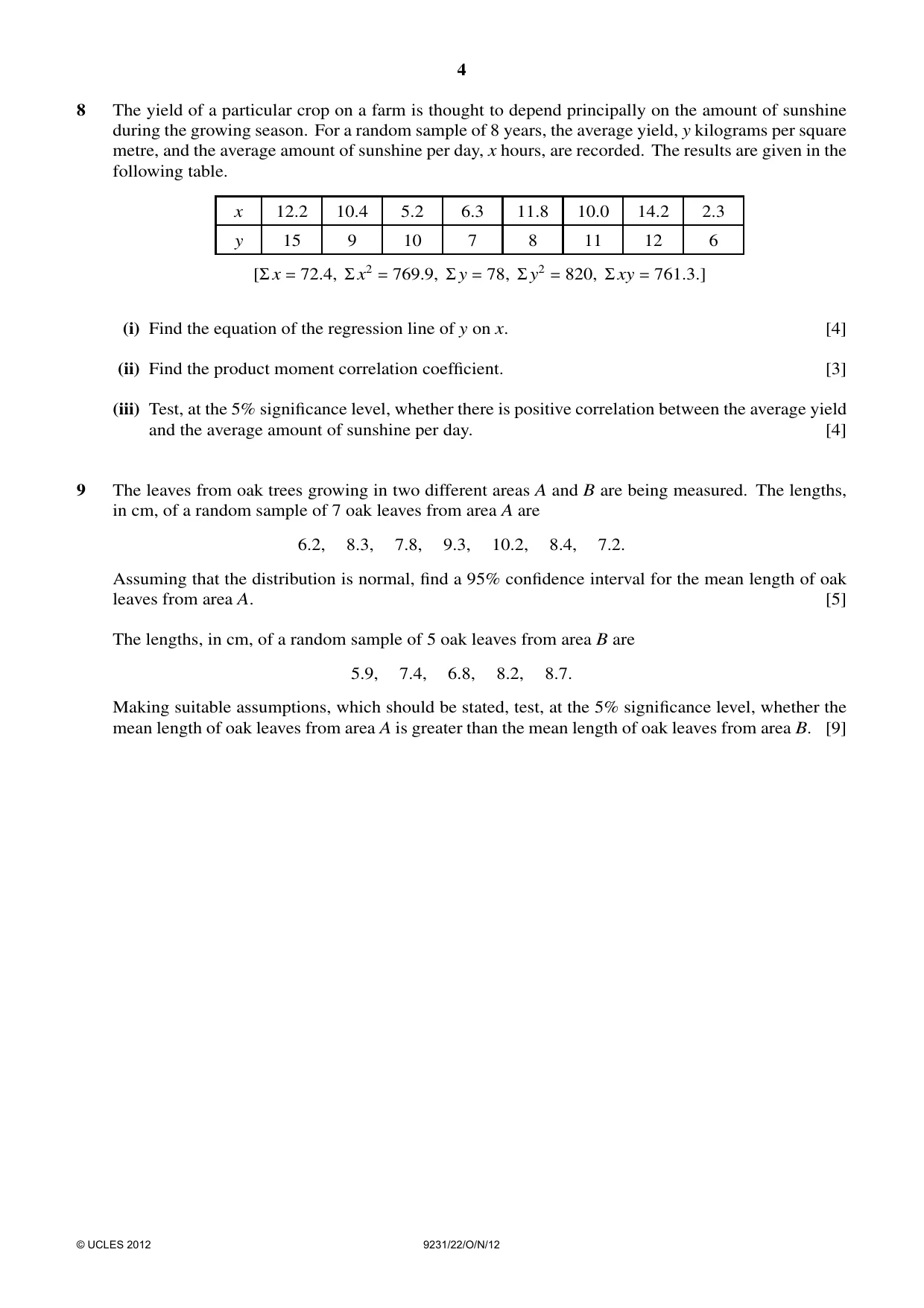 Cambridge A Level Mathematics - Further 9231 2012 Oct/Nov Paper 2 · Variant 2 question paper, page 4 of 8