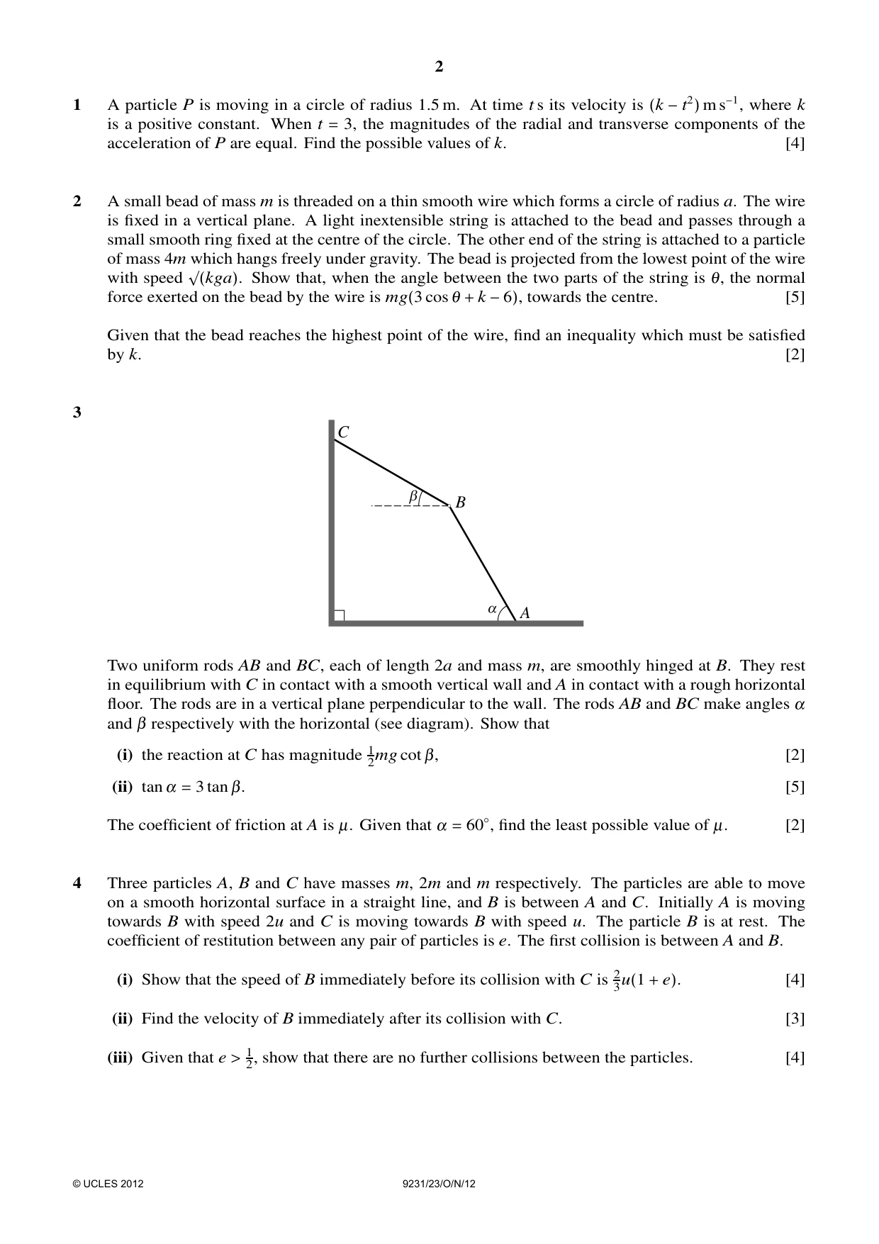 Cambridge A Level Mathematics - Further 9231 2012 Oct/Nov Paper 2 · Variant 3 question paper, page 2 of 8